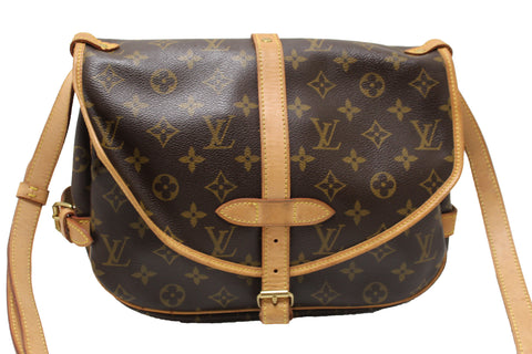 Authentic Louis Vuitton Classic Monogram Canvas Saumur 30 Messenger Bag