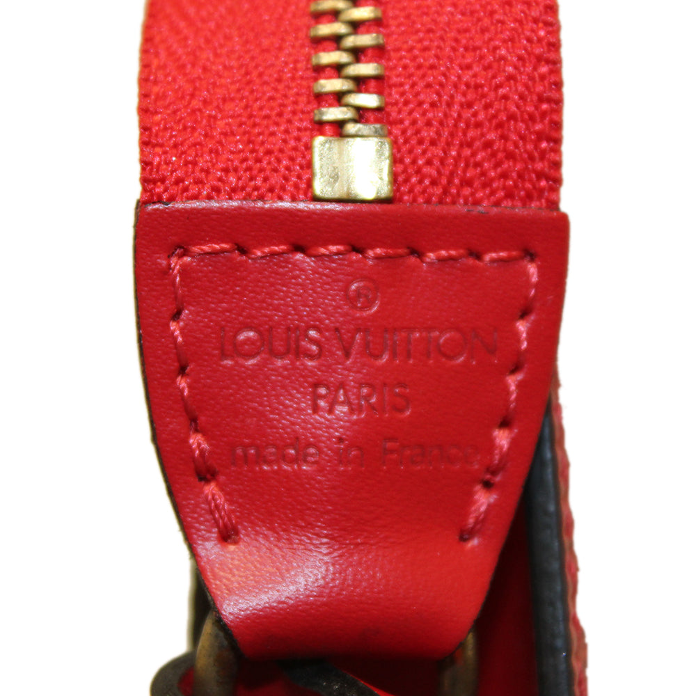 Authentic Louis Vuitton Red Epi Leather Pochette Clutch Bag