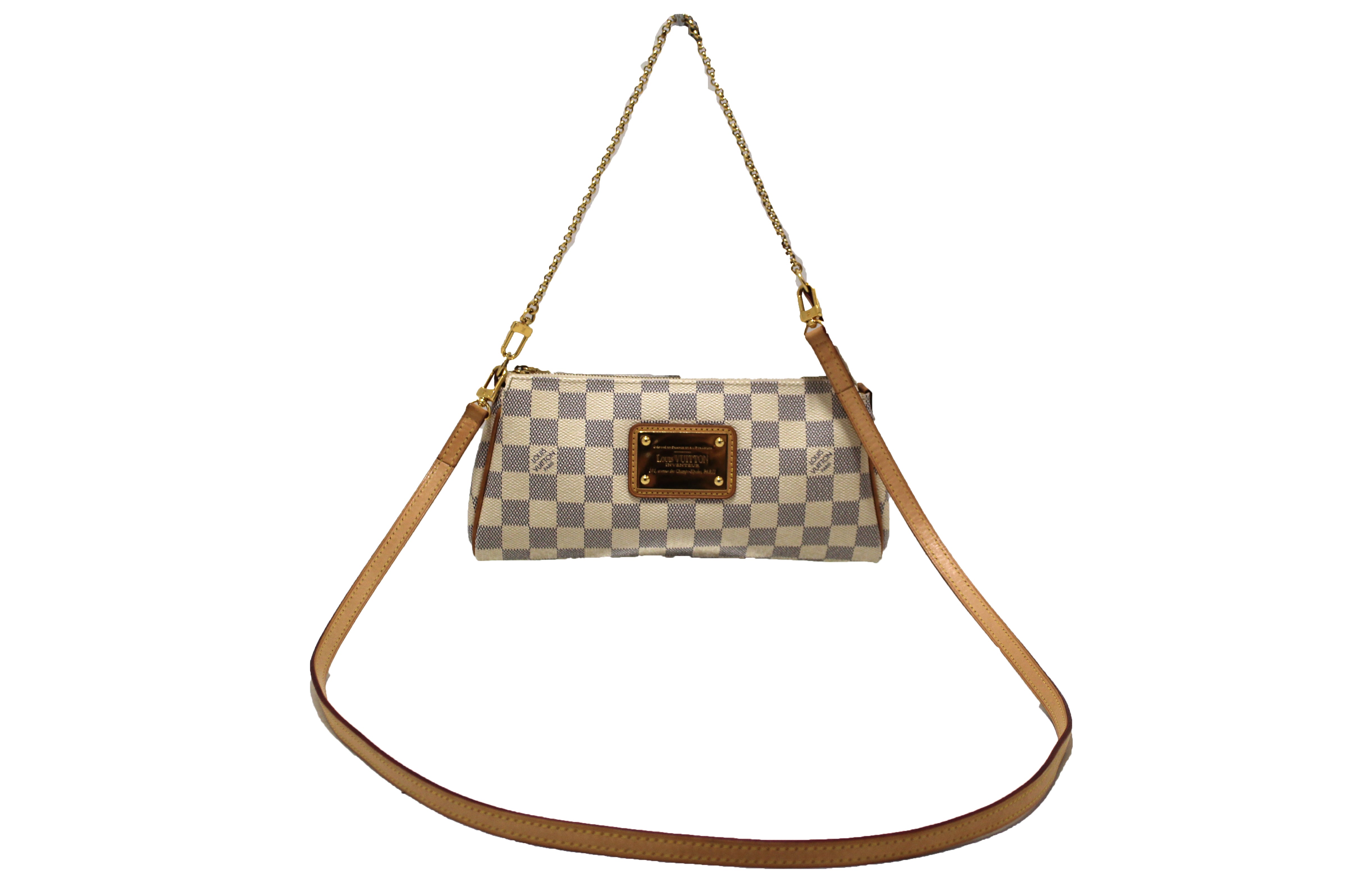 Louis Vuitton Eva Damier Azur Canvas Brown Leather ref.434734 - Joli Closet