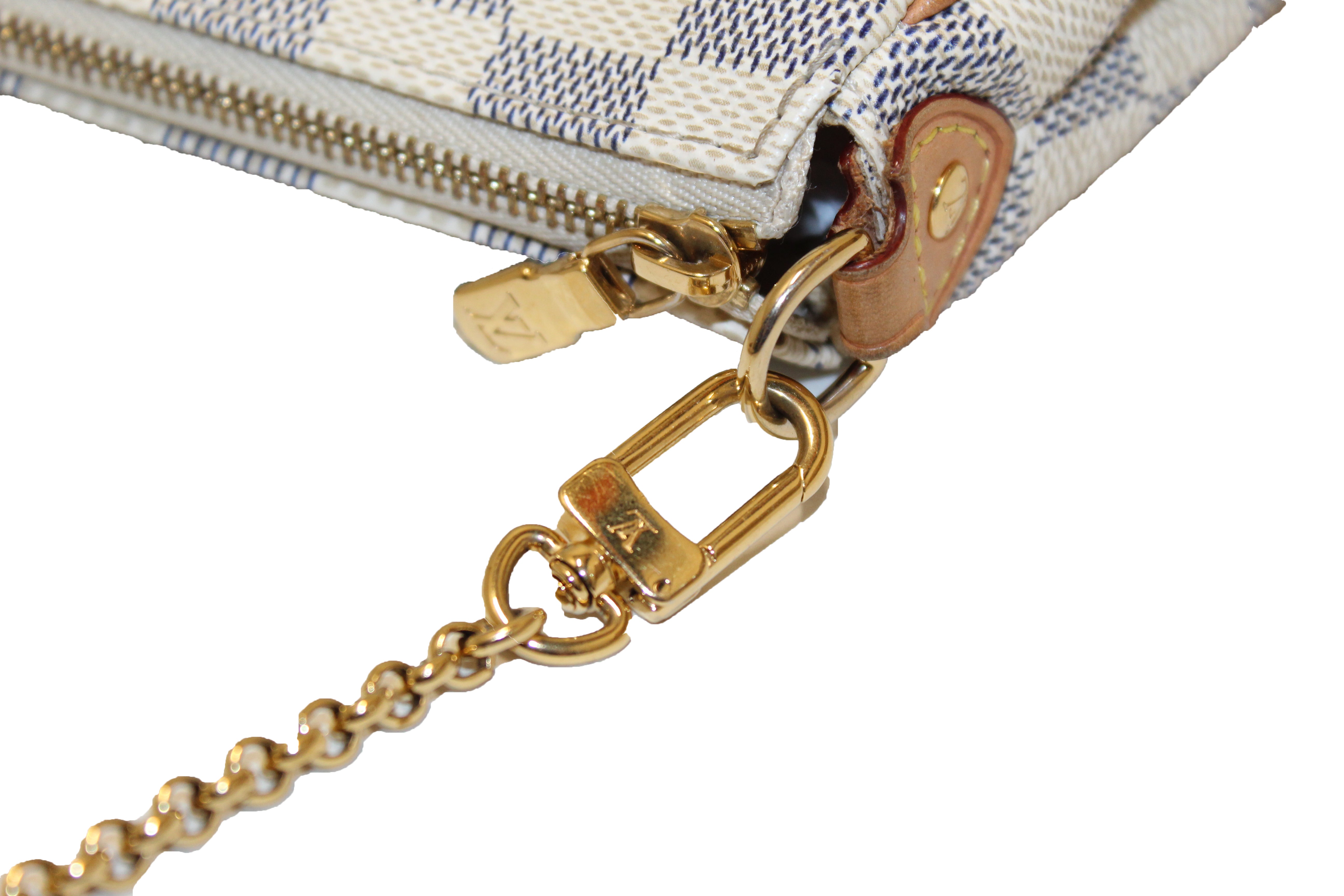 Authentic Louis Vuitton Damier Azur Canvas Eva Clutch Messenger Bag