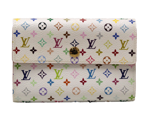 Authentic New Louis Vuitton White Monogram Multicolor Alexandra Wallet