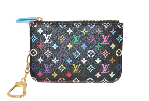 Authentic NEW Louis Vuitton Black Multicolor Cles Coin Key Pouch Case