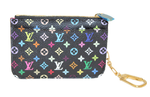 Authentic NEW Louis Vuitton Black Multicolor Cles Coin Key Pouch Case