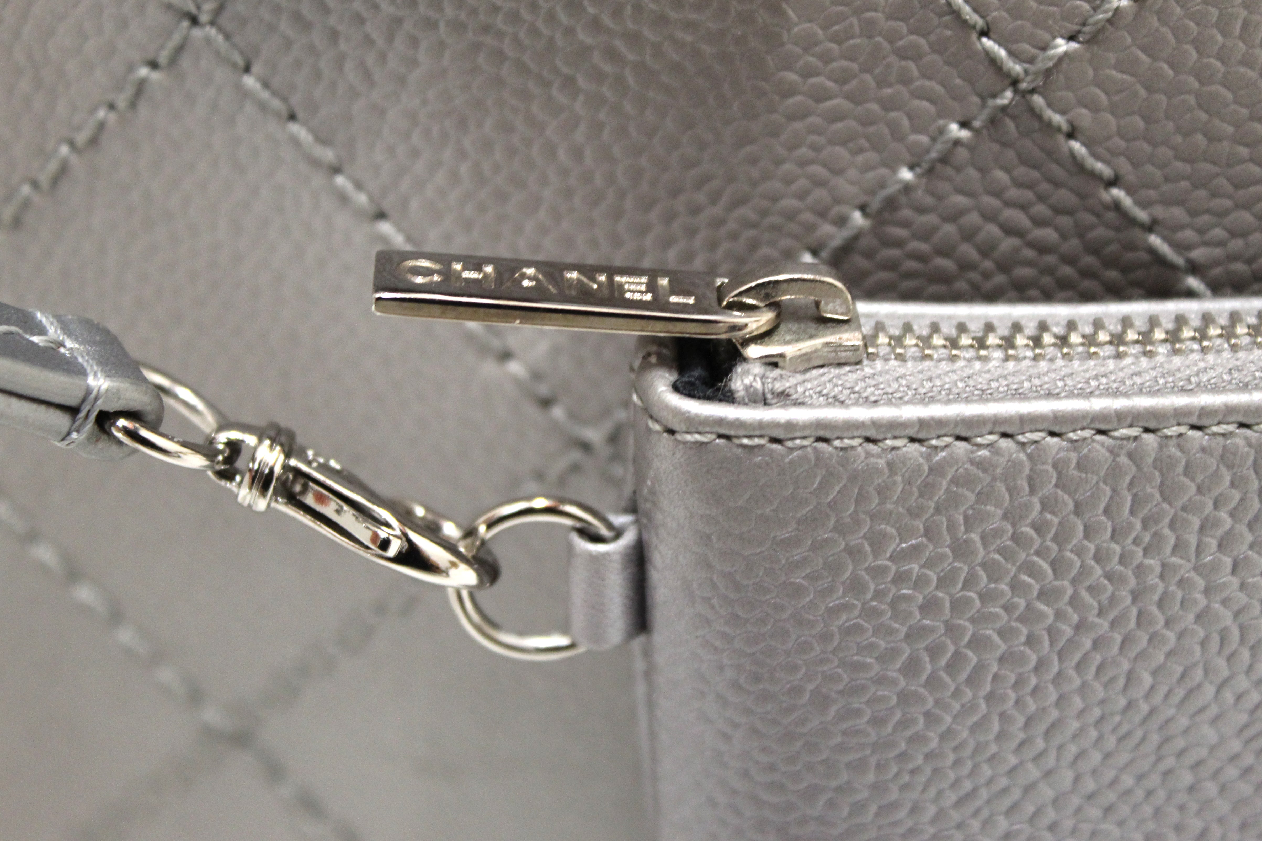 Authentic Chanel Silver Fever Caviar Quilted Shoulder Tote Bag – Paris  Station Shop