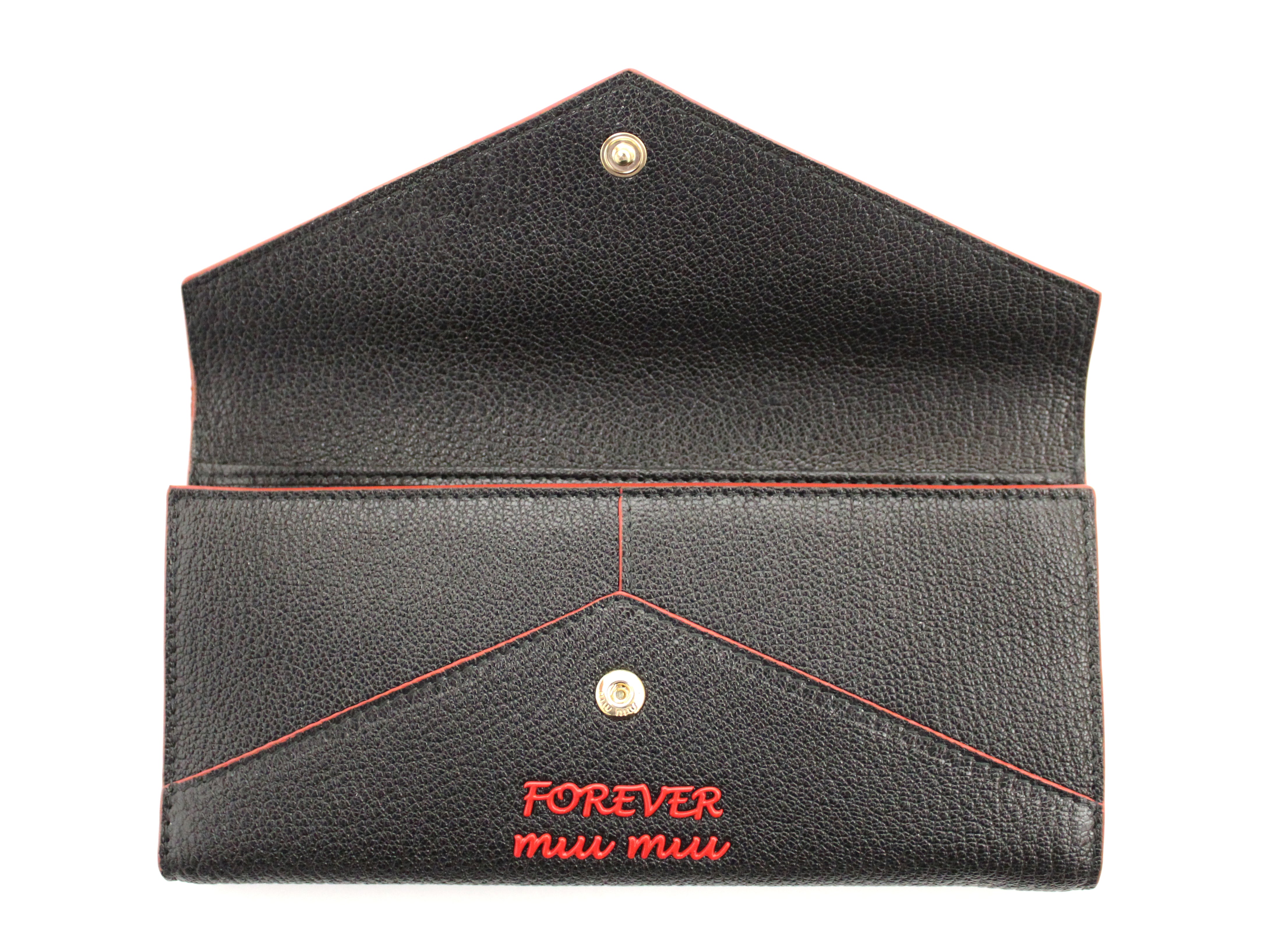 Authentic New Miu Miu Black Leather Madras Forever Love Long Wallet 5MH013