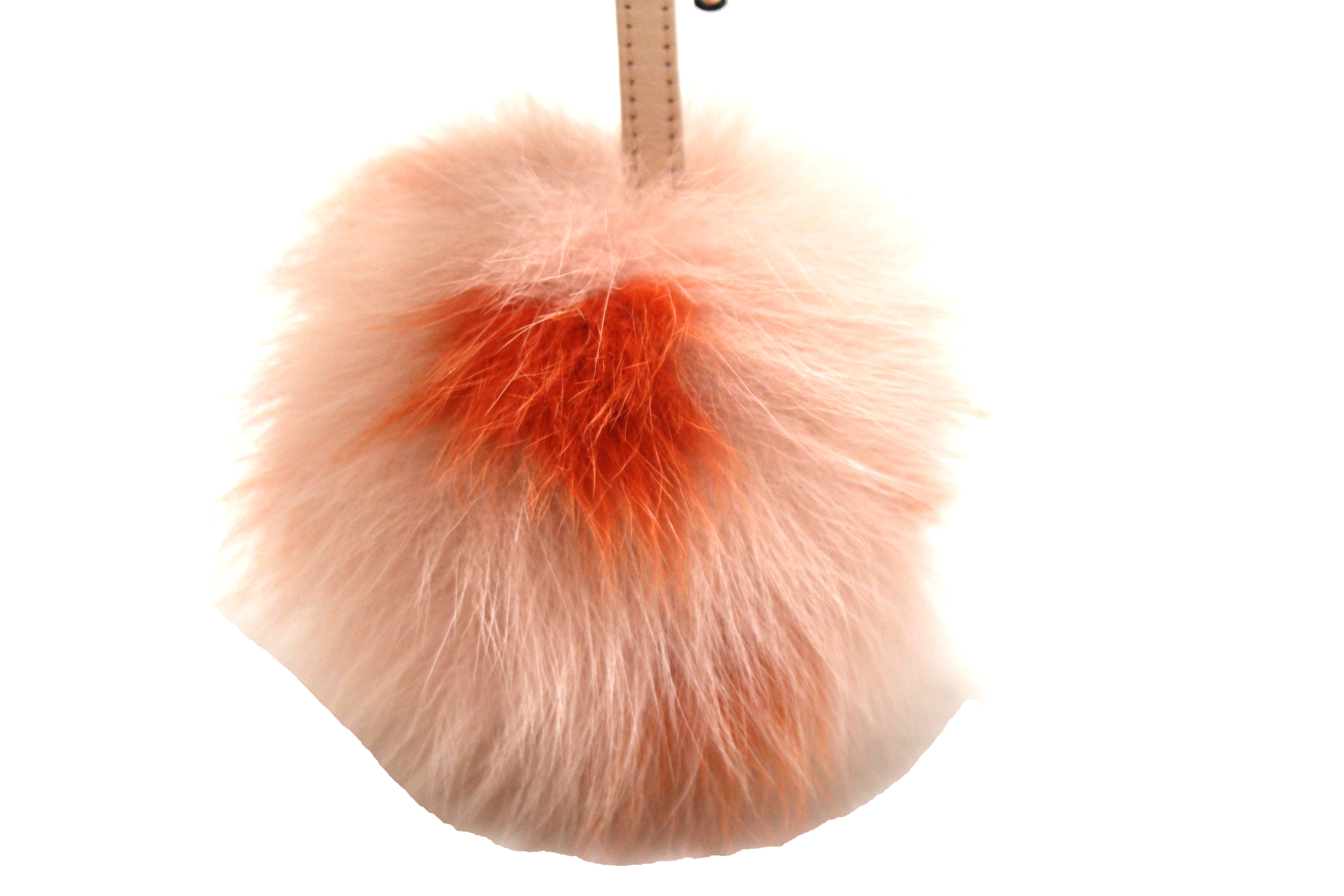 Authentic Fendi Light Pink/Orange Fur Pom-Pom Bag Charm