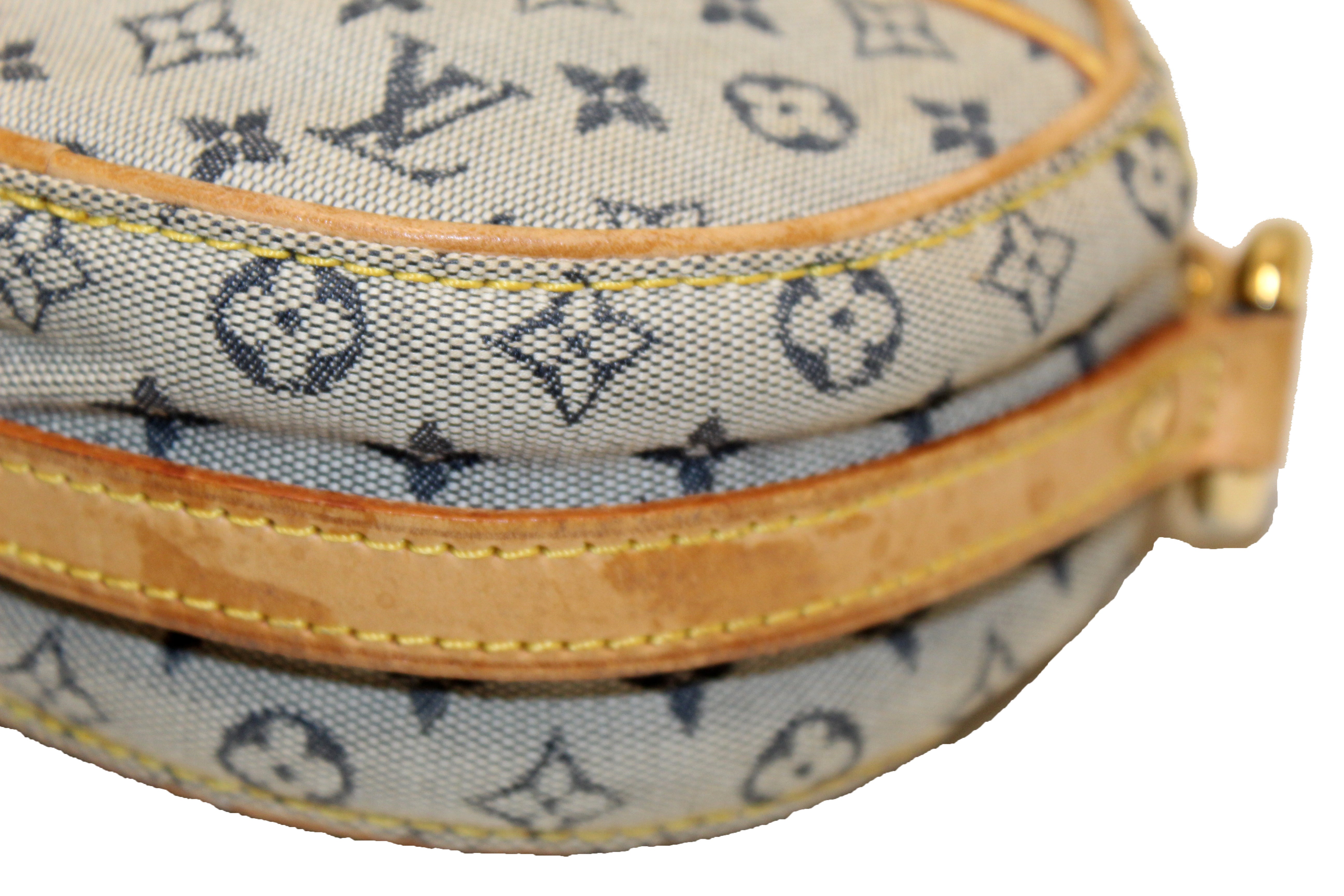 Louis Vuitton LV Jeanne GM Blue Mini Lin GHW Monogram Logo Circle Round  Shoulder Sling Bag
