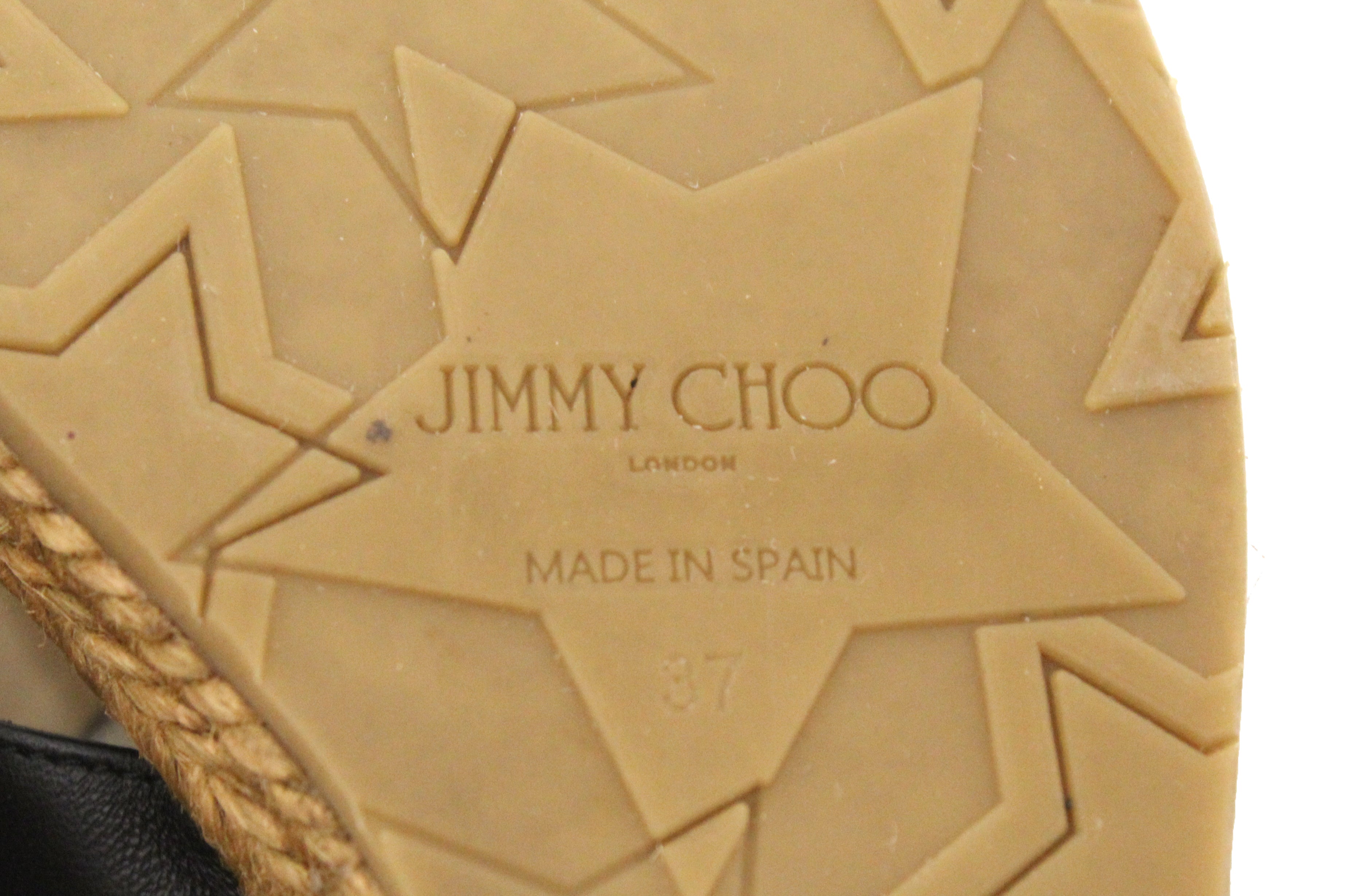 Jimmy Choo Black Leather Wedge Platform Heel Shoes Size 37