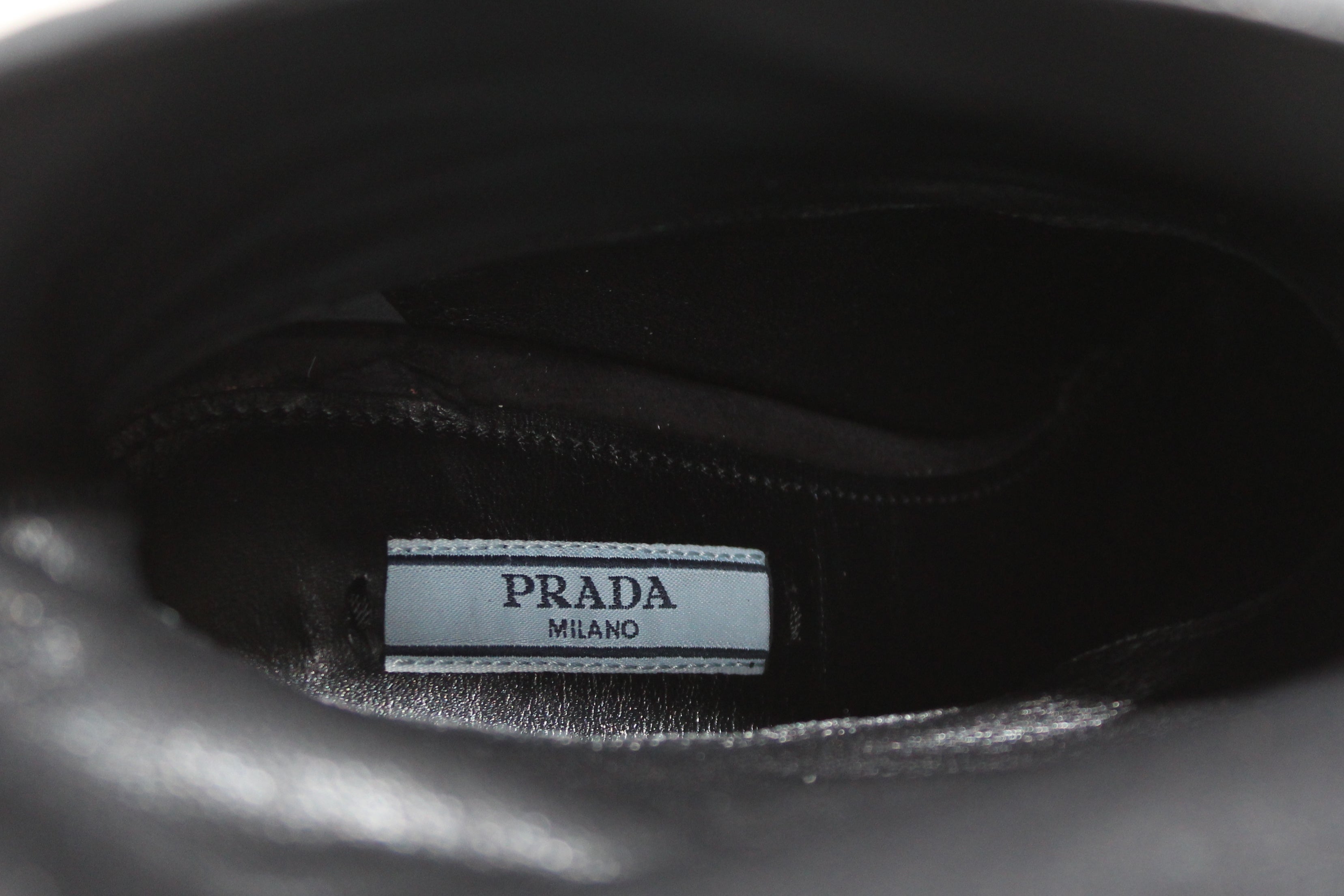 Authentic NEW Prada Black Suede Leather Boots 37
