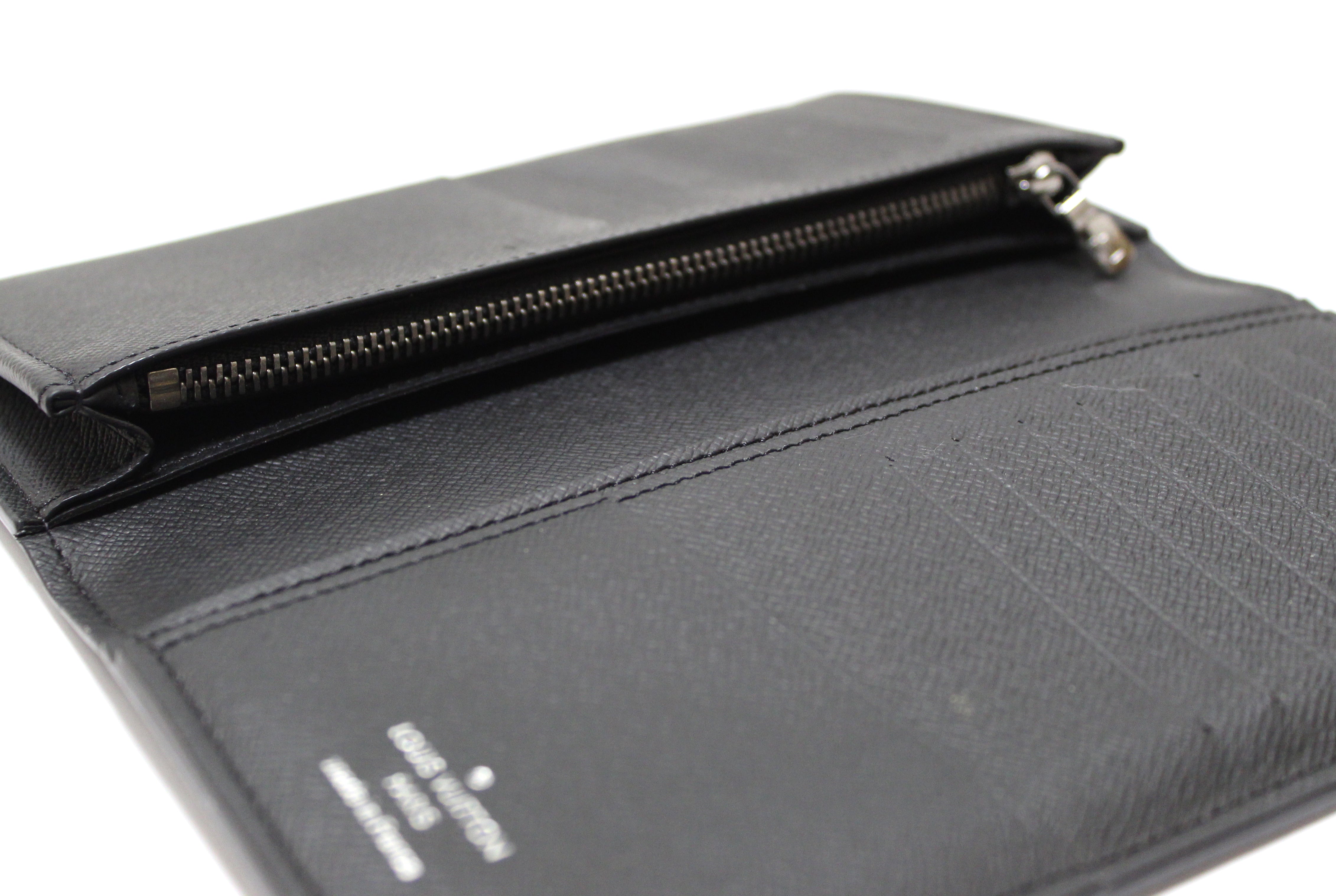 Authentic Louis Vuitton Black/Grey Monogram Eclipse Leather Brazza Long Wallet