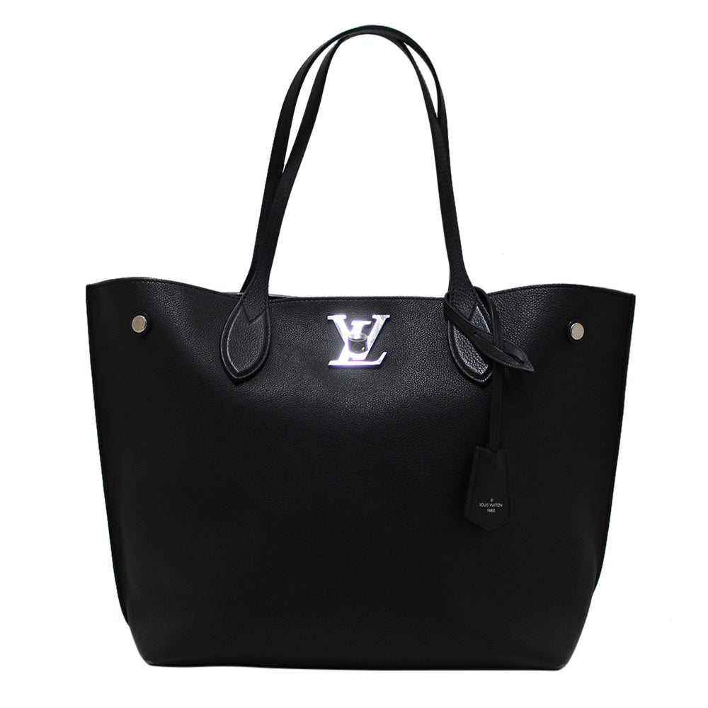 Authentic Louis Vuitton Black Grained Calf Leather Lockme Go