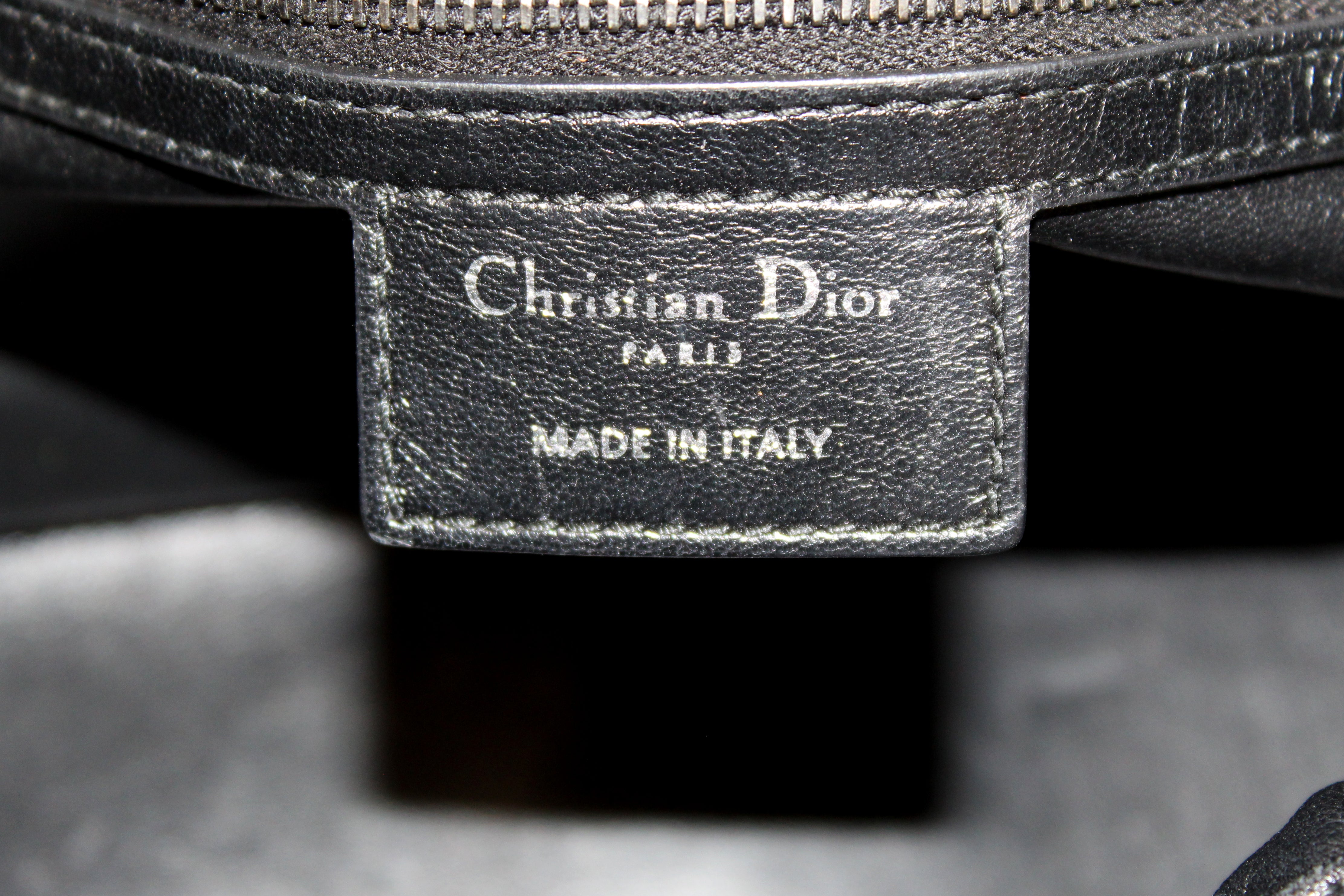 Authentic Christian Dior Black Leather Chri Chri Shoulder Tote Bag