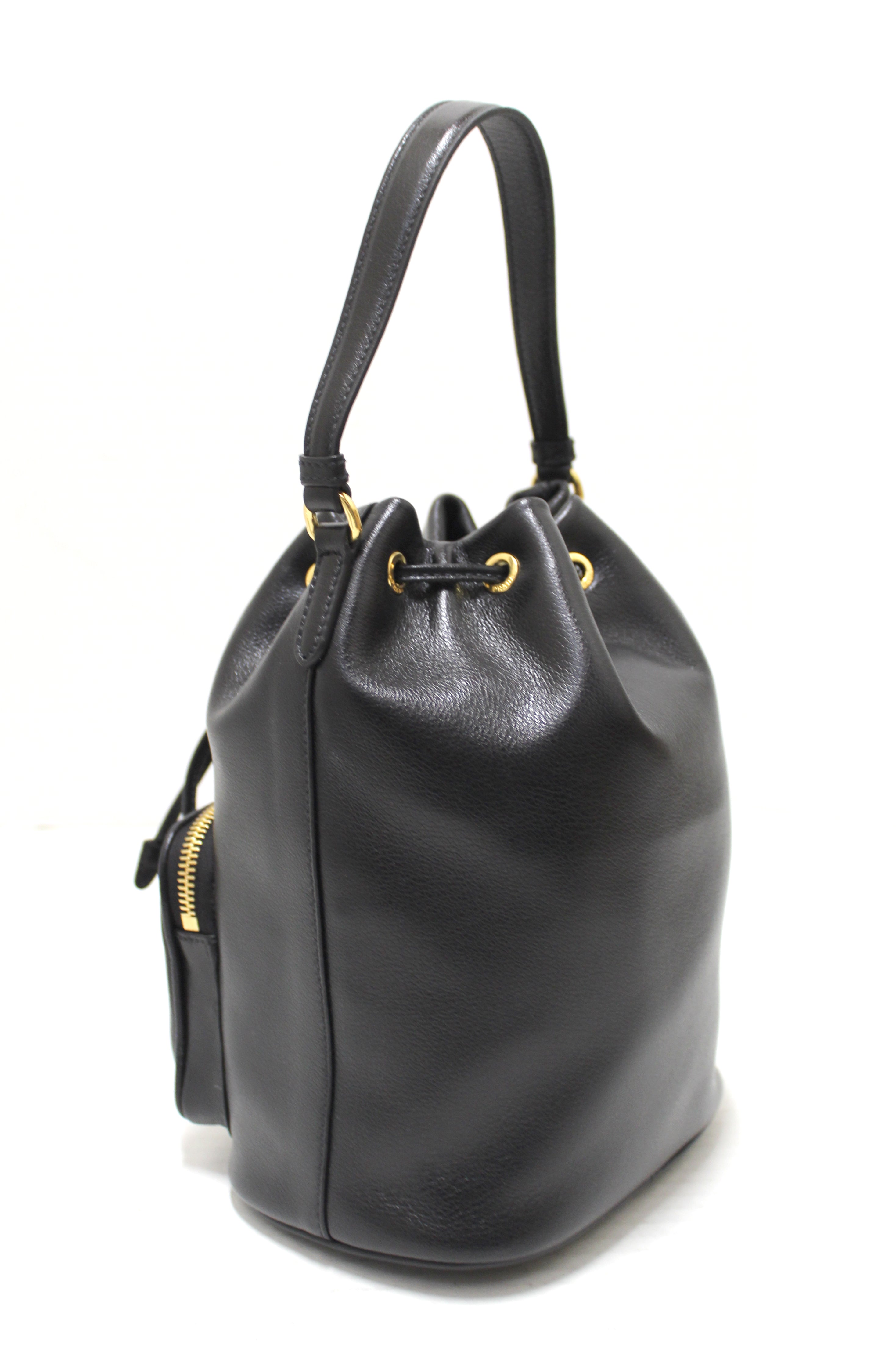 Prada Leather Bucket Bag in Black