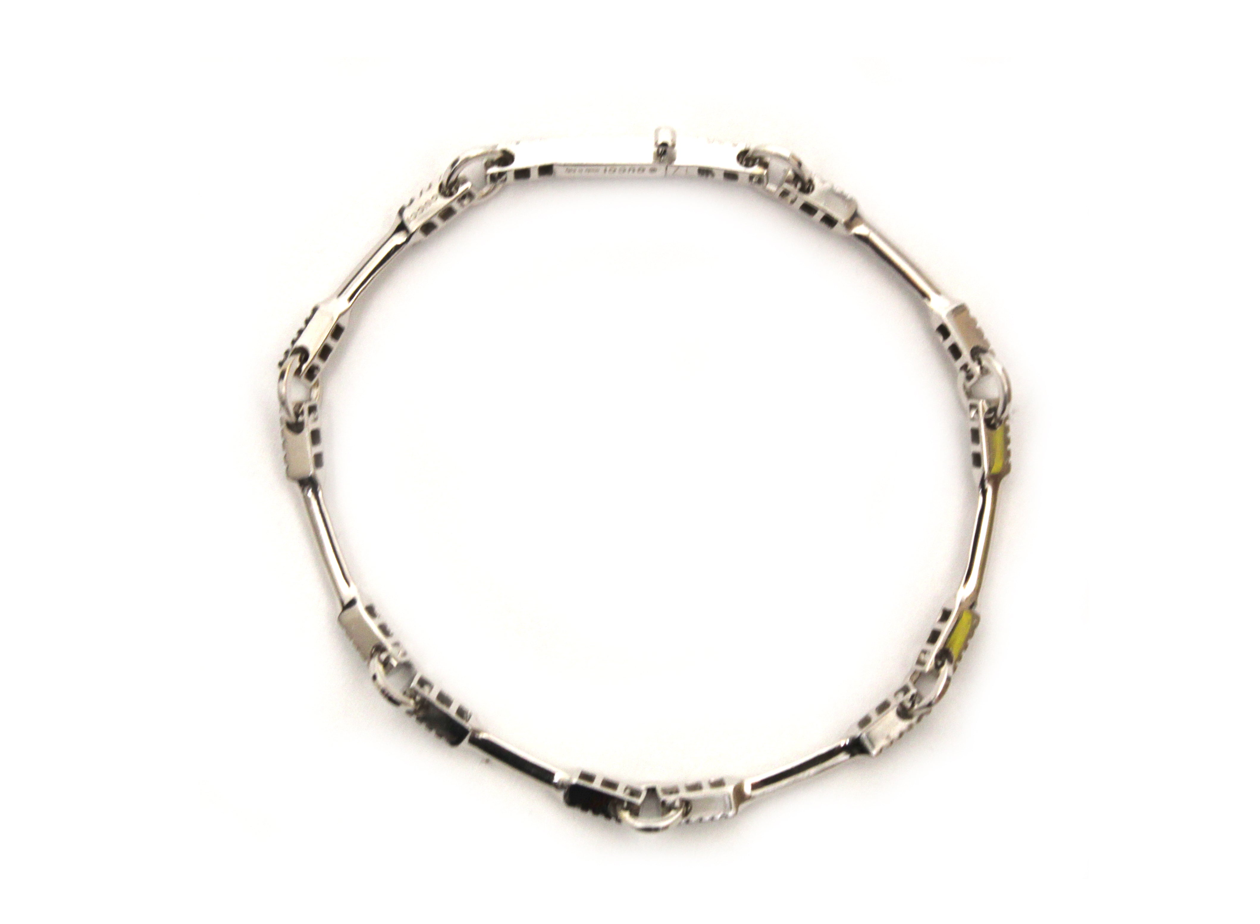 Authentic Gucci 18K White Gold Interlocking Link Diamond Bracelet