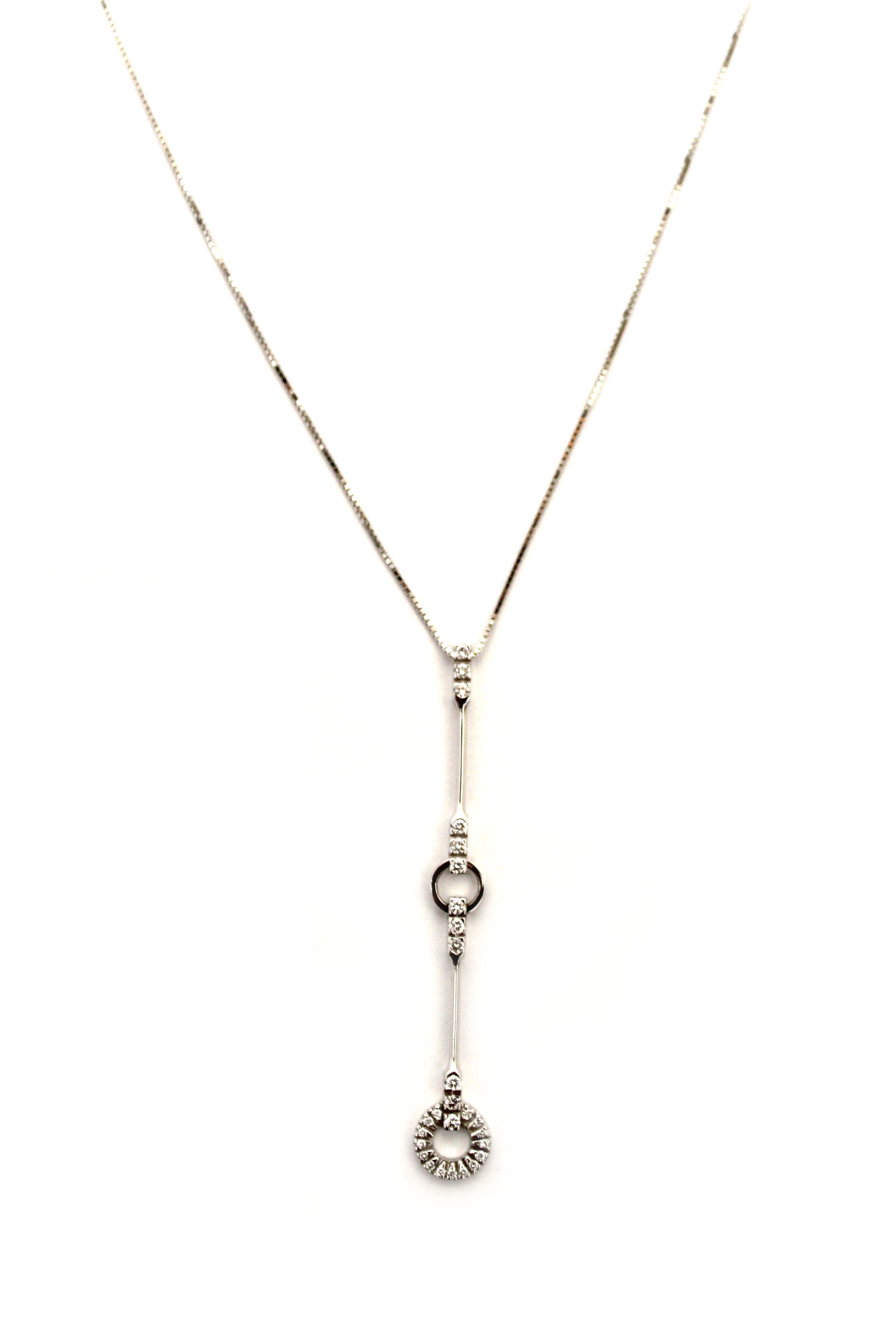 Authentic Gucci 18K White Gold Interlocking Link Diamond Necklace