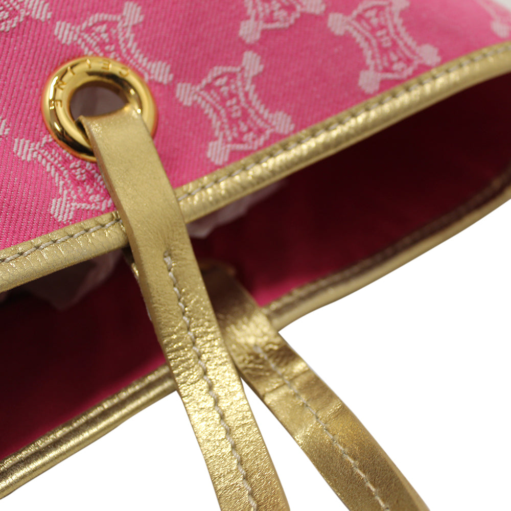 Authentic Celine Vintage Macadam Pink Canvas Logo Tote Bag