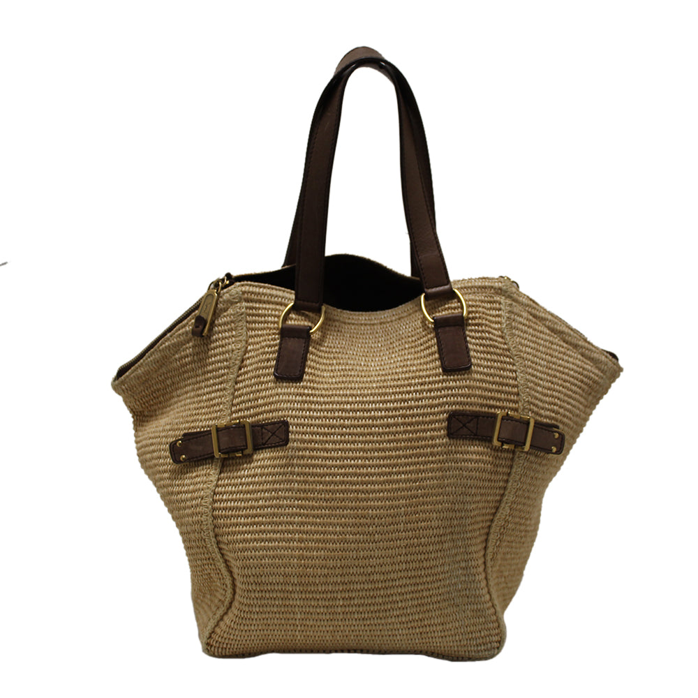Yves Saint Laurent Vintage - Raffia Tote Bag - Black Beige - Leather Handbag  - Luxury High Quality - Avvenice