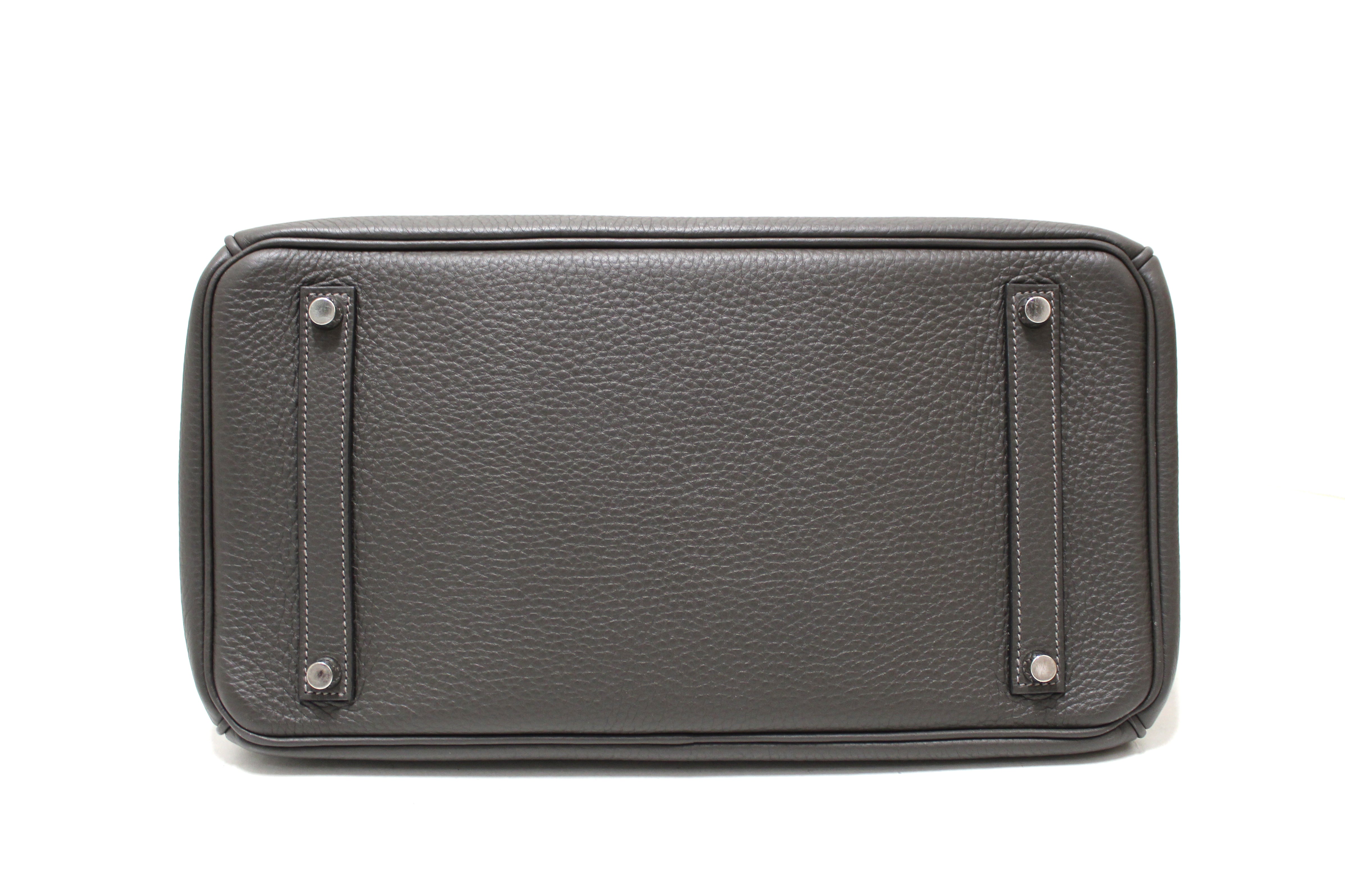 Authentic Hermes Grey Etain Togo Leather Birkin 35 Handbag