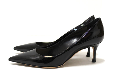 Authentic Christian Dior Black Patent Leather Pointed Toe Pumps Size 35.5