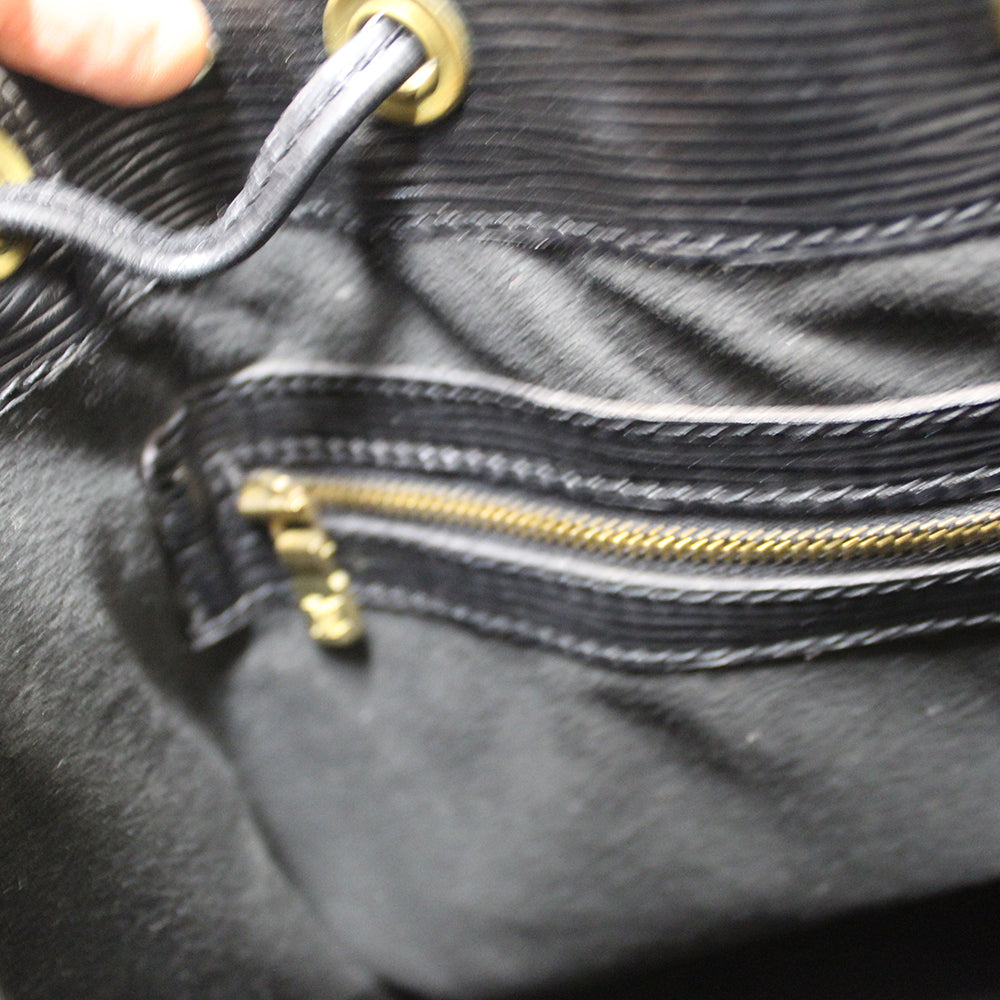 Louis Vuitton Black Epi Leather Noe Drawstring Bucket Large Bag (AR0925)