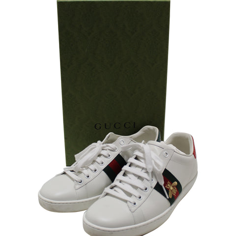 Authentic Gucci White Butterfly Ace Web Sneakers Shoes Size 37