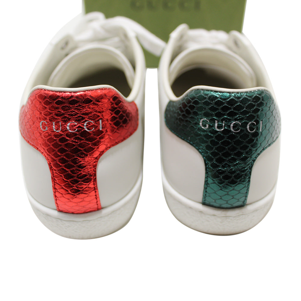 Authentic Gucci White Butterfly Ace Web Sneakers Shoes Size 37