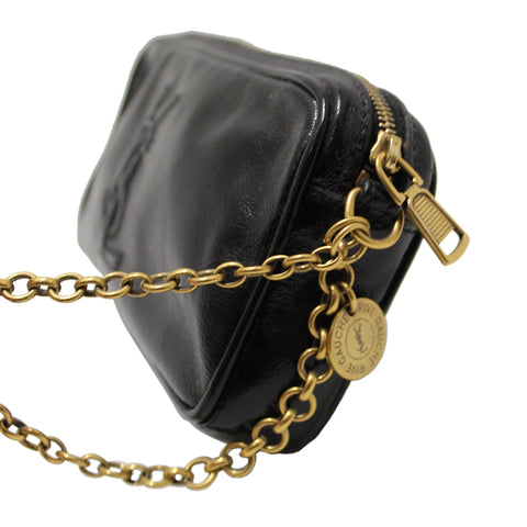 Authentic YSL Yves Saint Laurent Black Patent Leather Cosmestic Pouch Case Bag