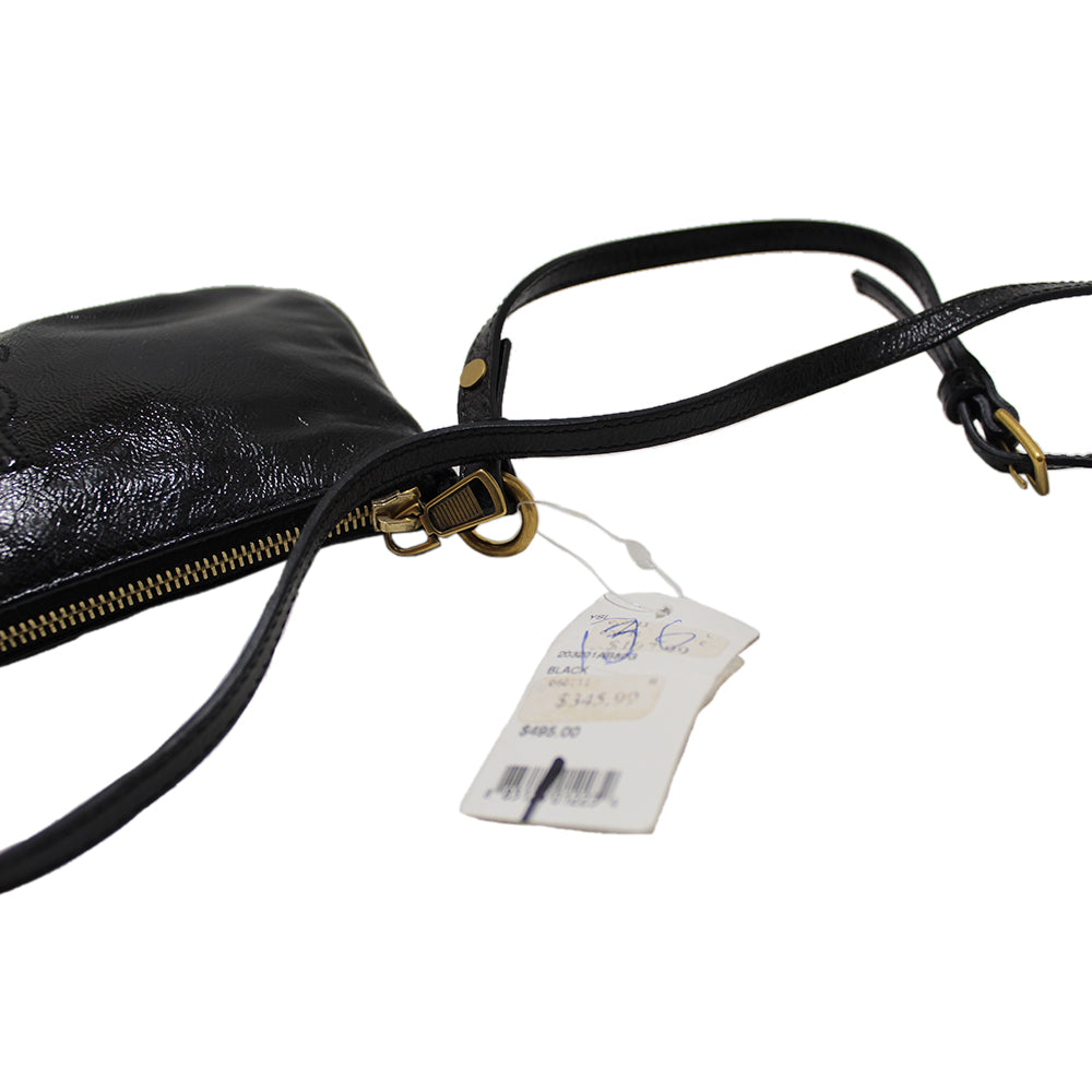 Authentic YSL Yves Saint Laurent Black Patent Leather Mini Messenger Bag
