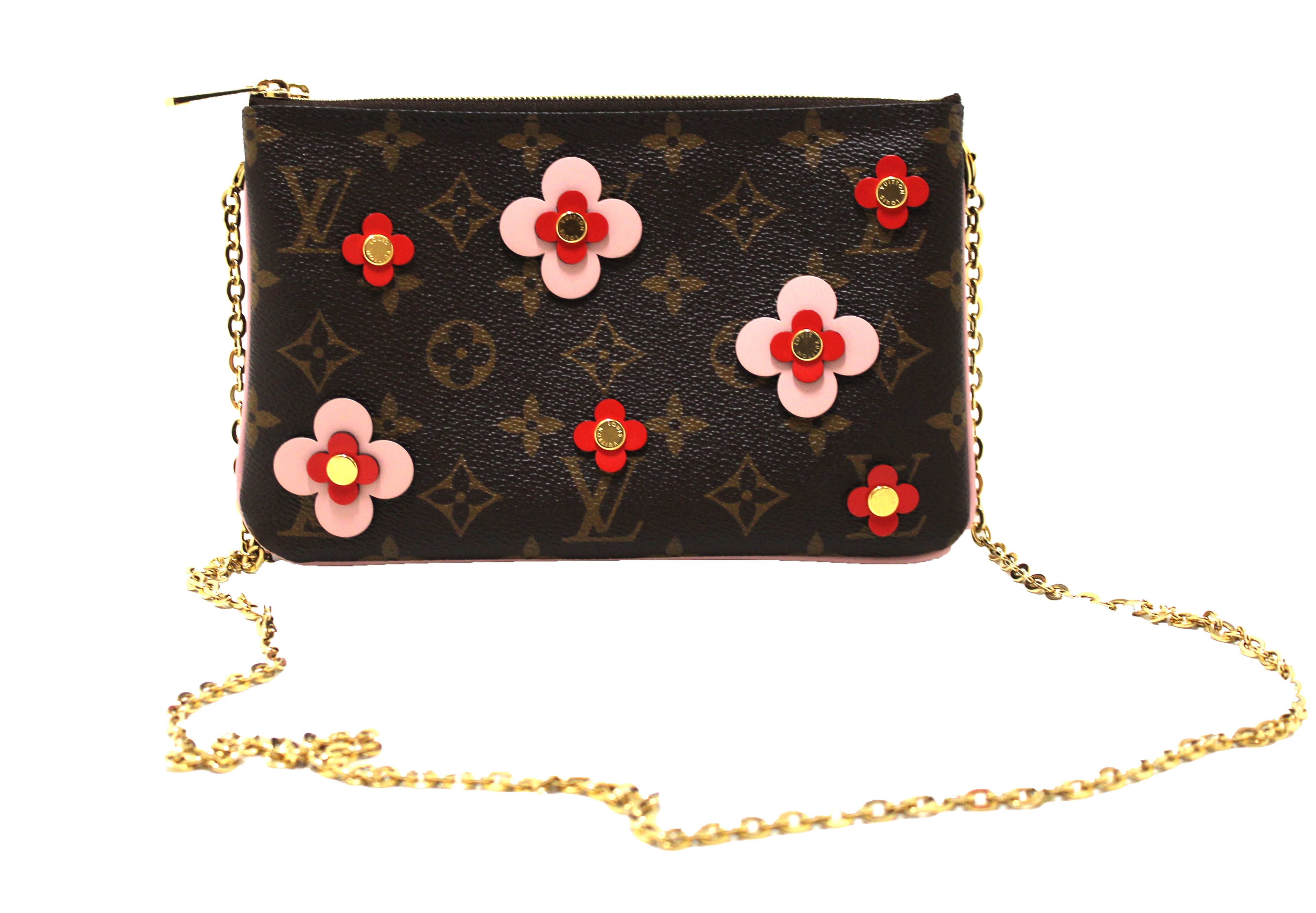 Double Zip Pochette Blooming Flowers – Keeks Designer Handbags