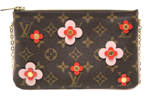 Authentic Louis Vuitton Monogram Blooming Flowers Double Zip Pochette