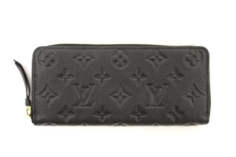 Authentic Louis Vuitton Black Empreinte Leather Clemence Zippy Wallet