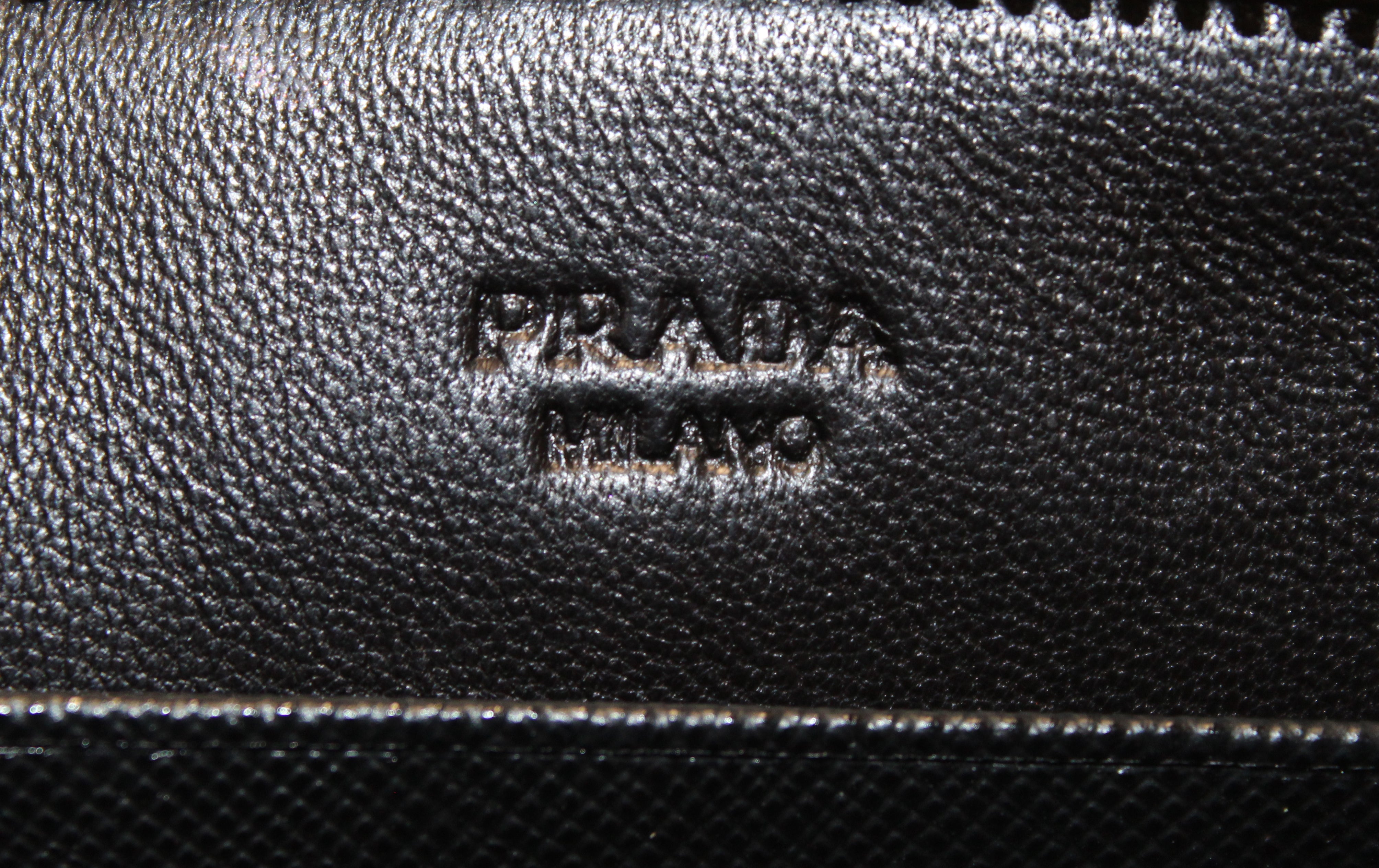 Authentic Prada Black Saffiano Leather Bow Wristlet Pouch