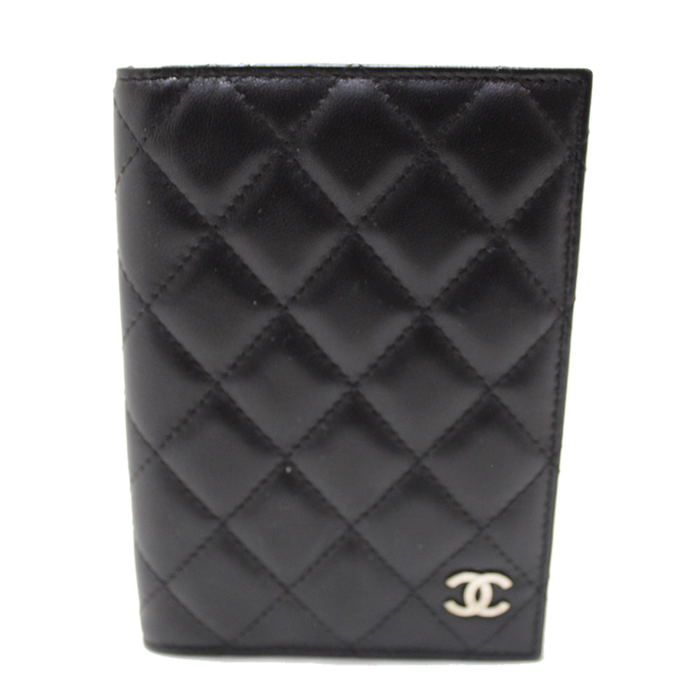 Authentic Chanel Black Lambskin Quilted Leather Passport Cover Holder –  Paris Station Shop