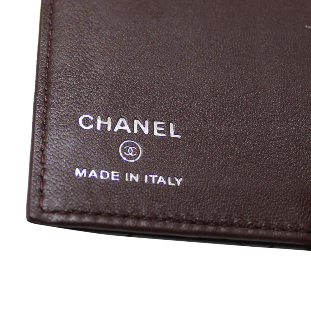 Authentic Chanel Black Lambskin Quilted Leather Passport Cover
