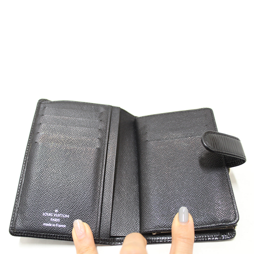 Louis Vuitton Black Epi Single Fold Wallet With Coin Pouch