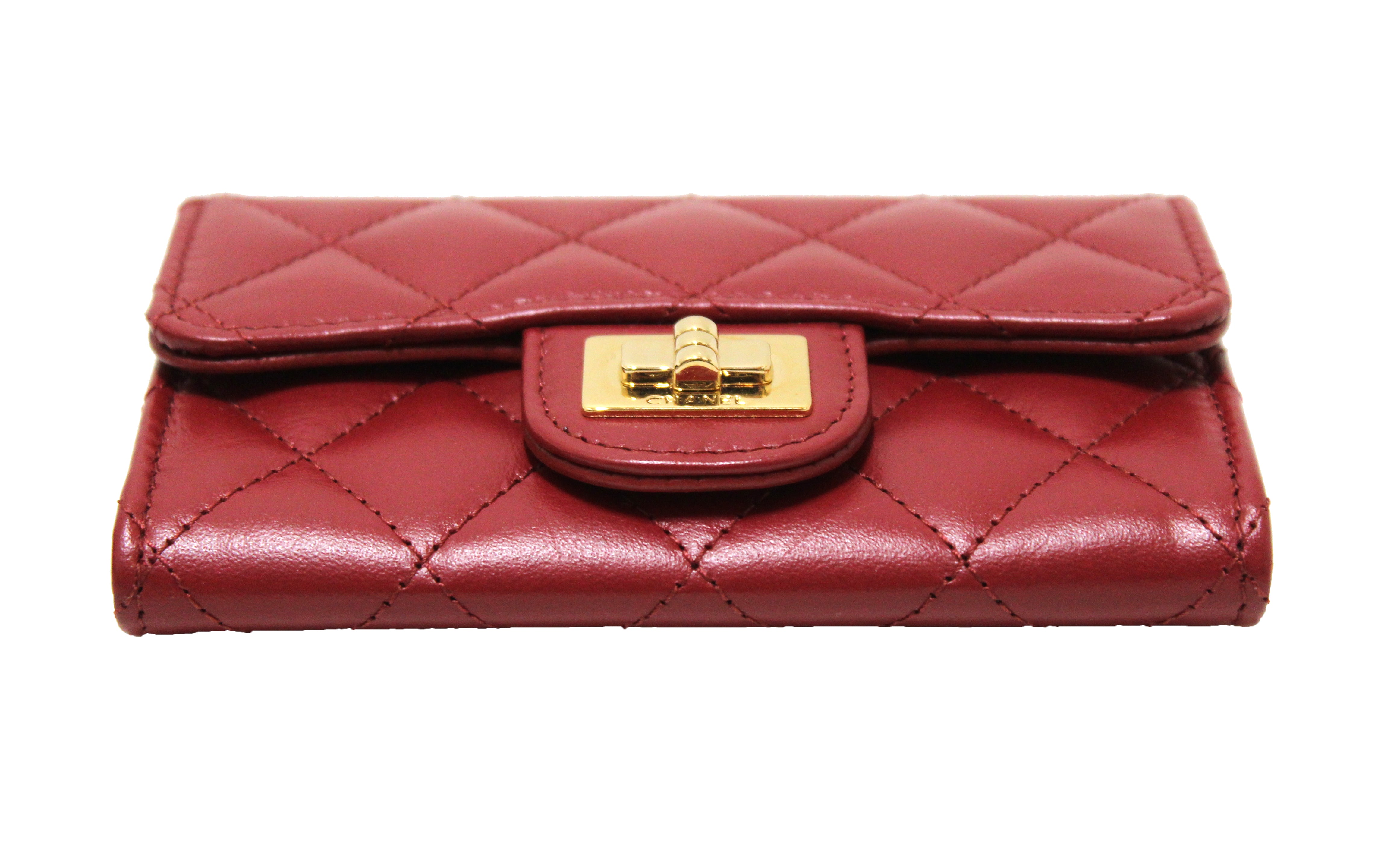 Chanel Calfskin Stitched Clutch Flap Red