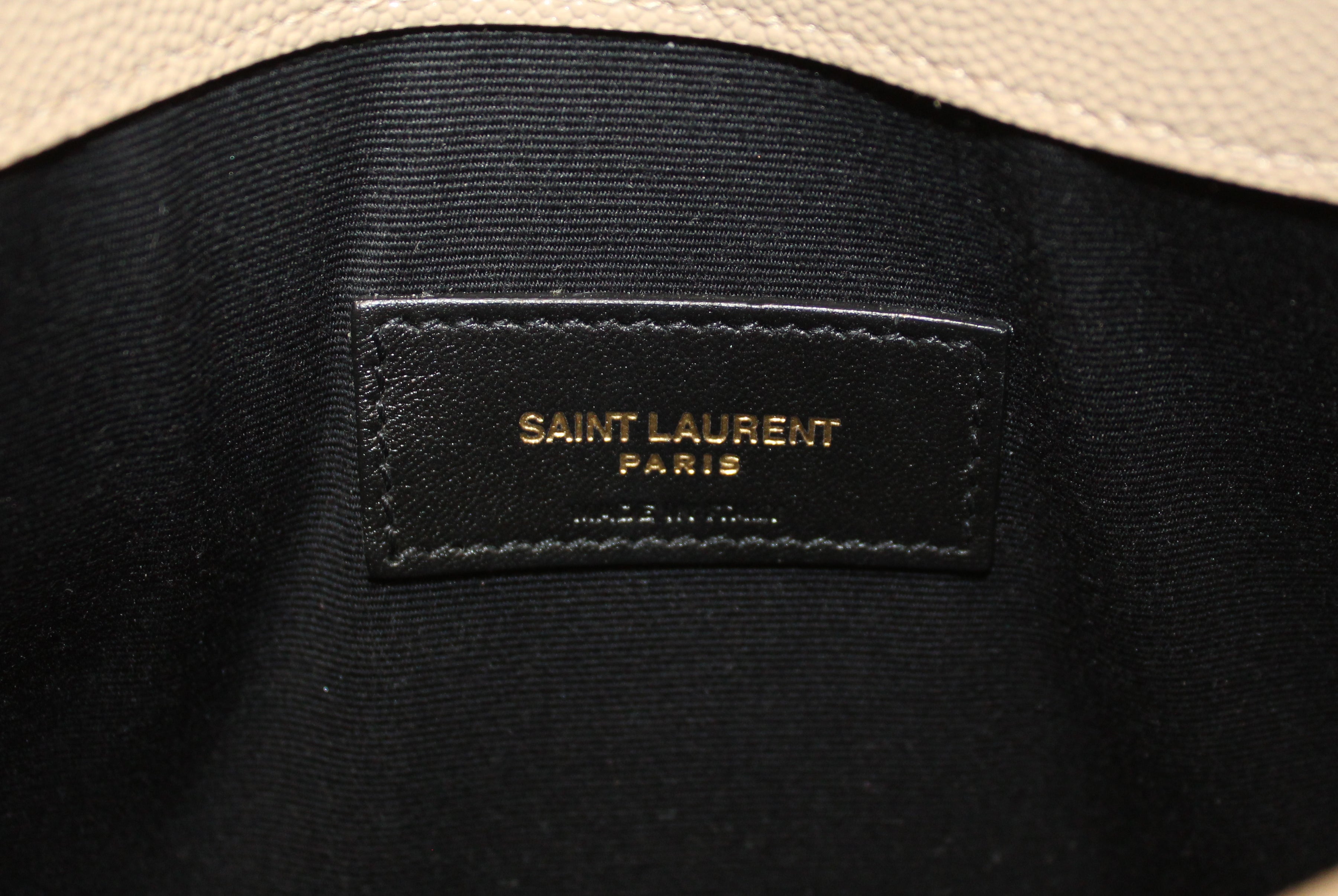 Saint Laurent Uptown Pouch Grain de Poudre Embossed Dark Beige in Leather  with Gold-tone - US