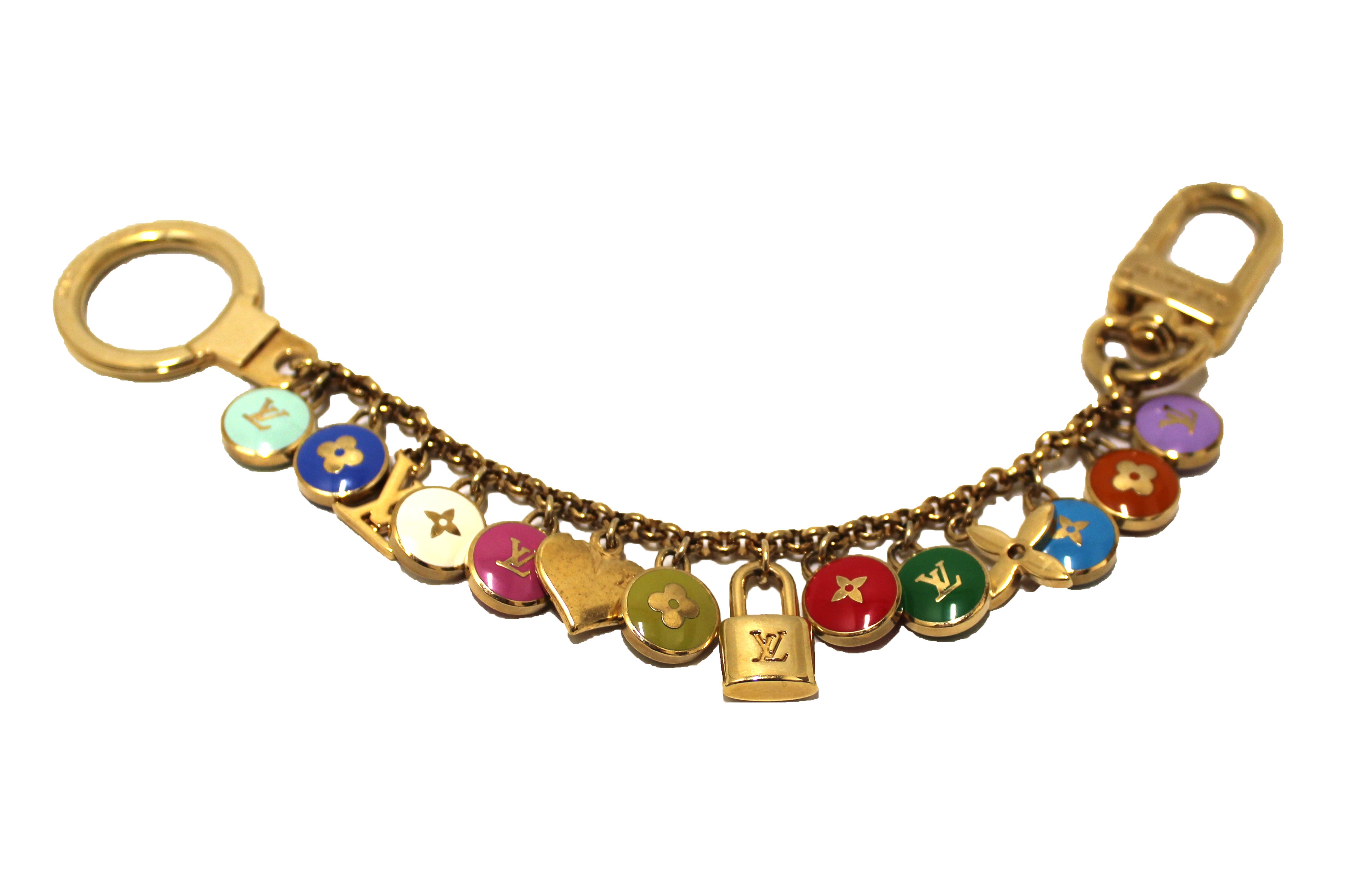Louis Vuitton gold multicolor bag charm/ key holder