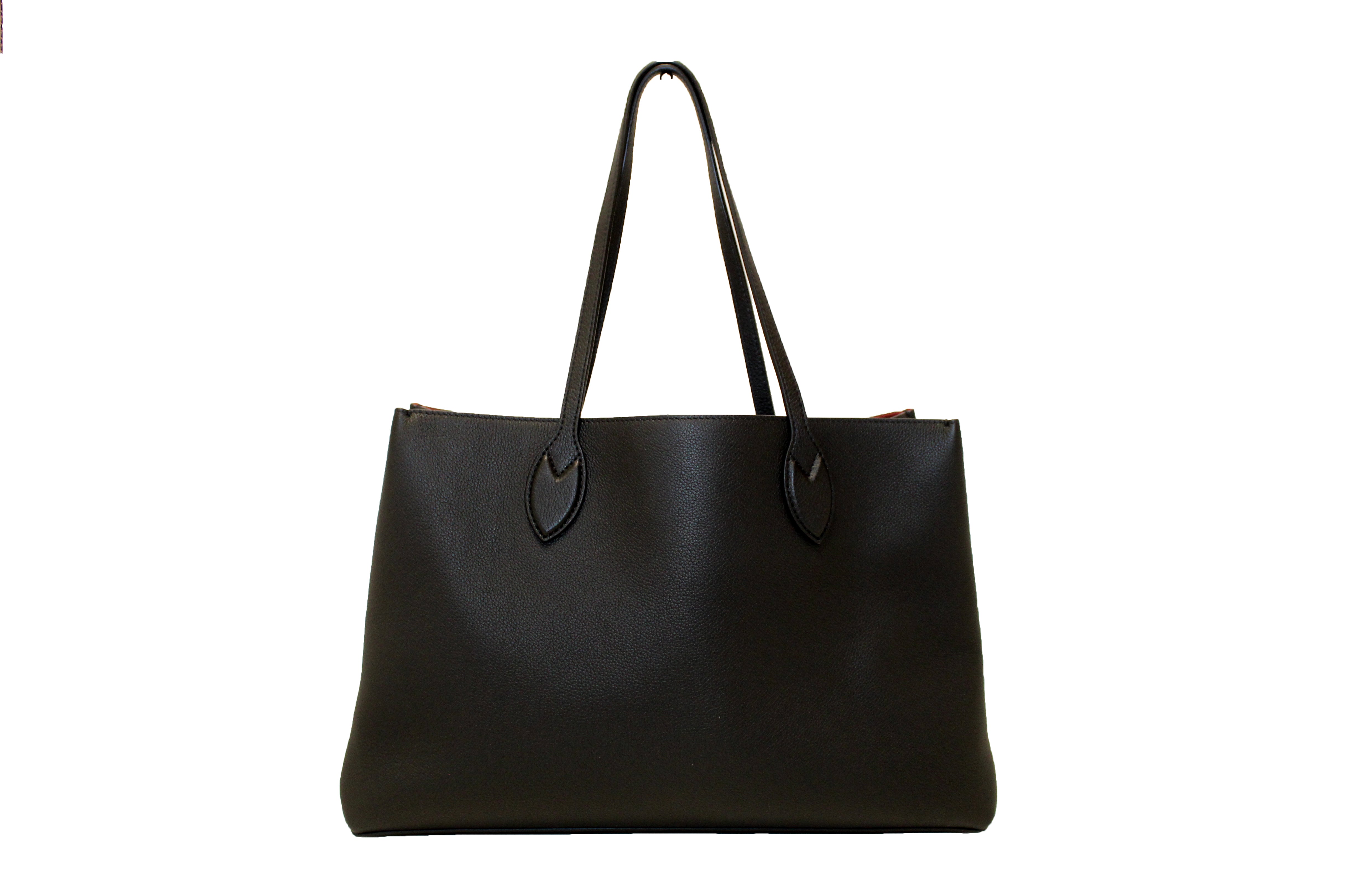 Authentic Louis Vuitton Black Calf Leather Lockme Shopper Tote Bag