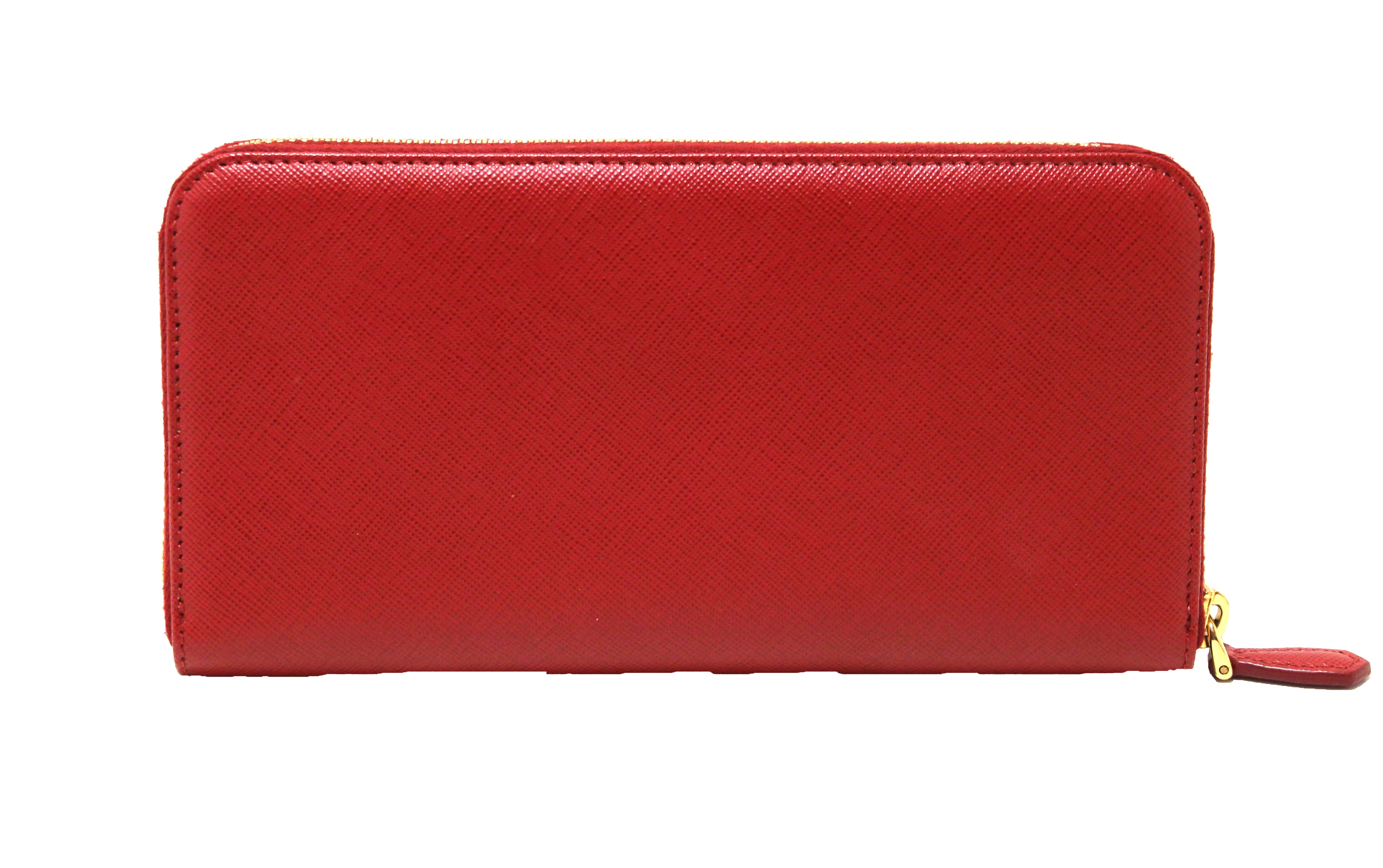 Authentic Prada Red Saffiano Leather Zippy Wallet