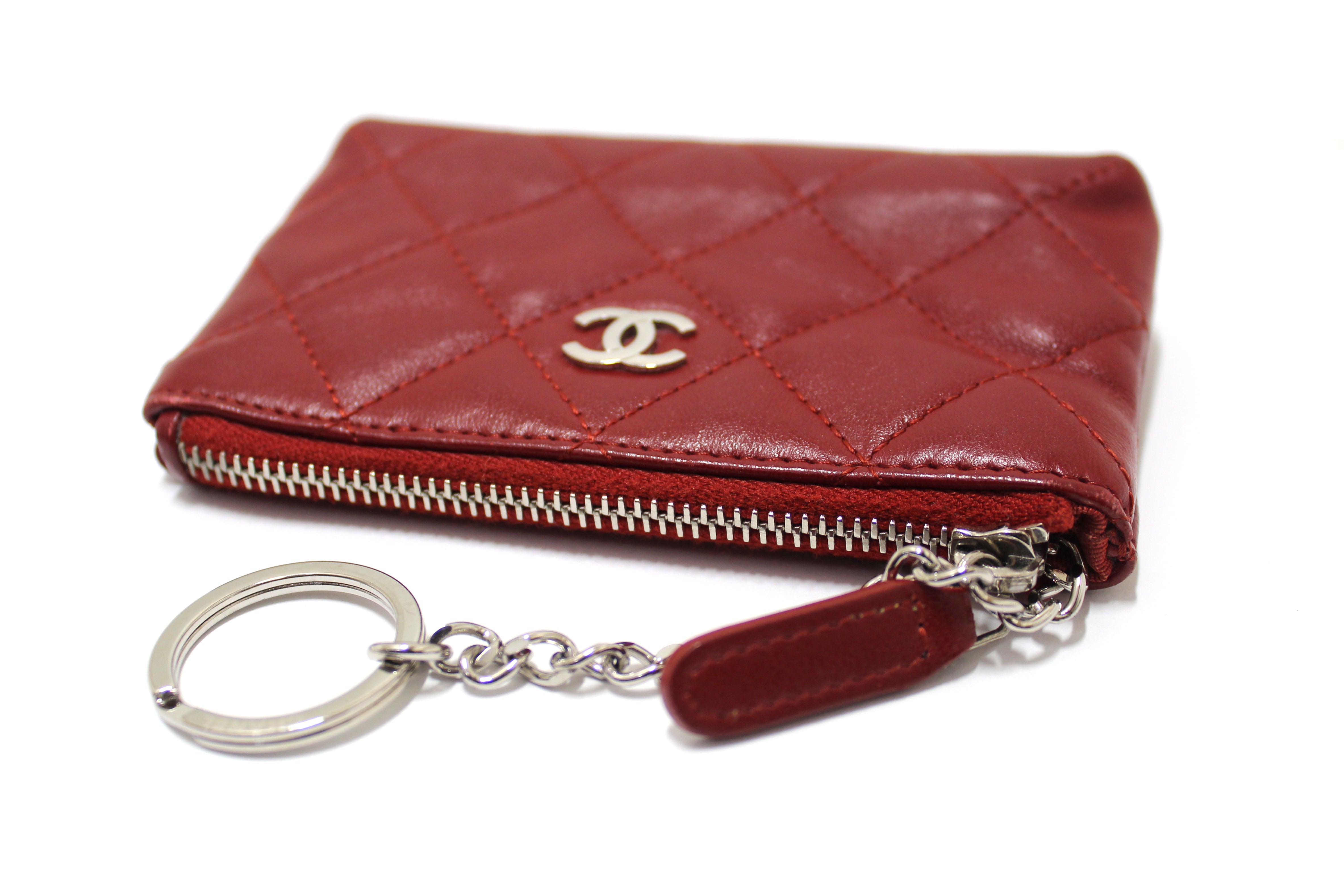 Authentic Chanel Red Quilted Lambskin Leather Classic Zipped Key Coin –  Paris Station Shop