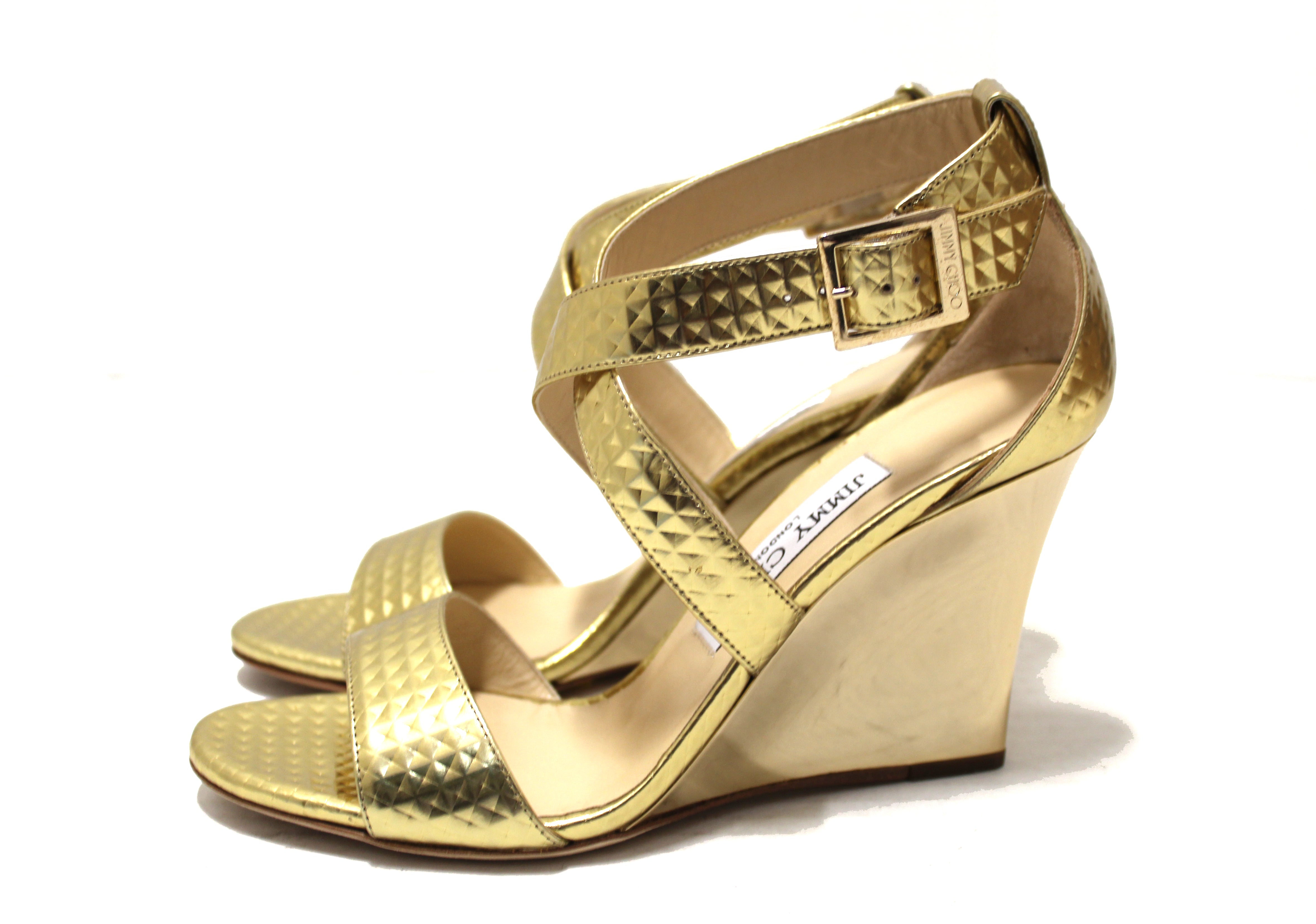 Little Mistress Gold 2 Part Wedge Heel Sandals | New Look