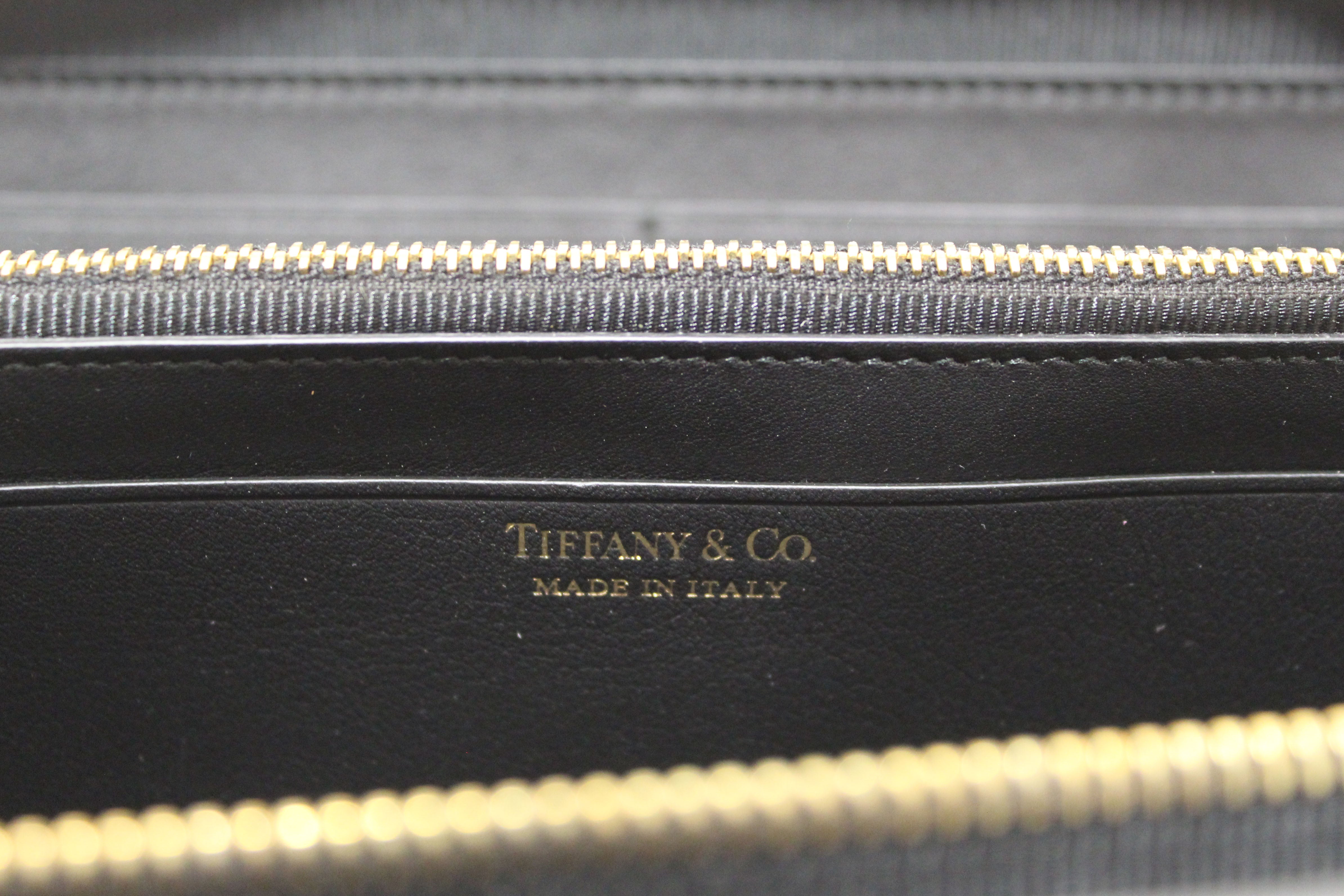 Authentic NEW Tiffany & Co. Black Calfskin Leather Large Long Zippy Wallet