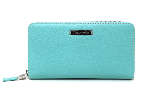 Authentic NEW Tiffany & Co. Blue Calfskin Leather Long Zippy Wallet