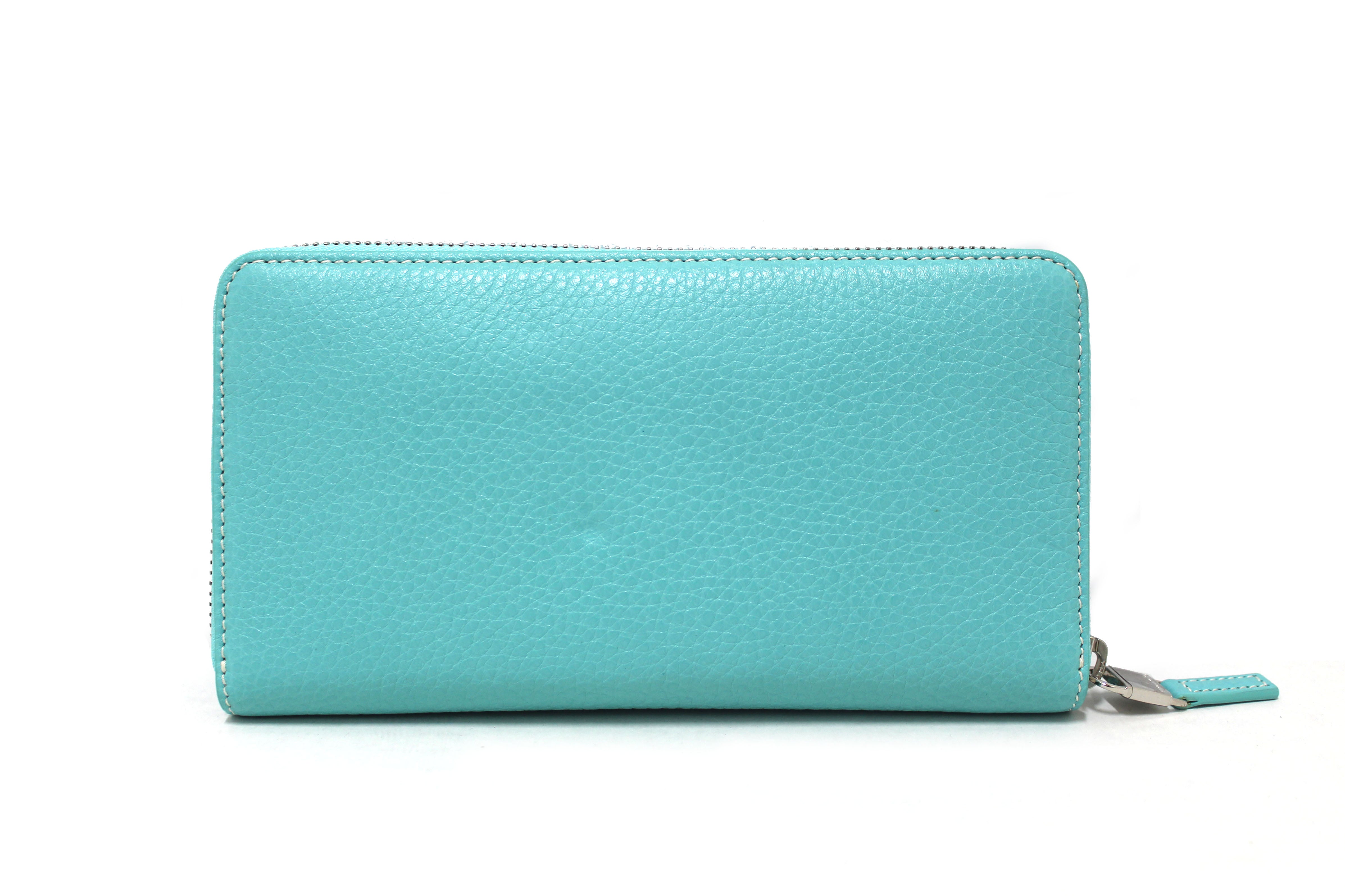 Authentic NEW Tiffany & Co. Blue Calfskin Leather Long Zippy Wallet