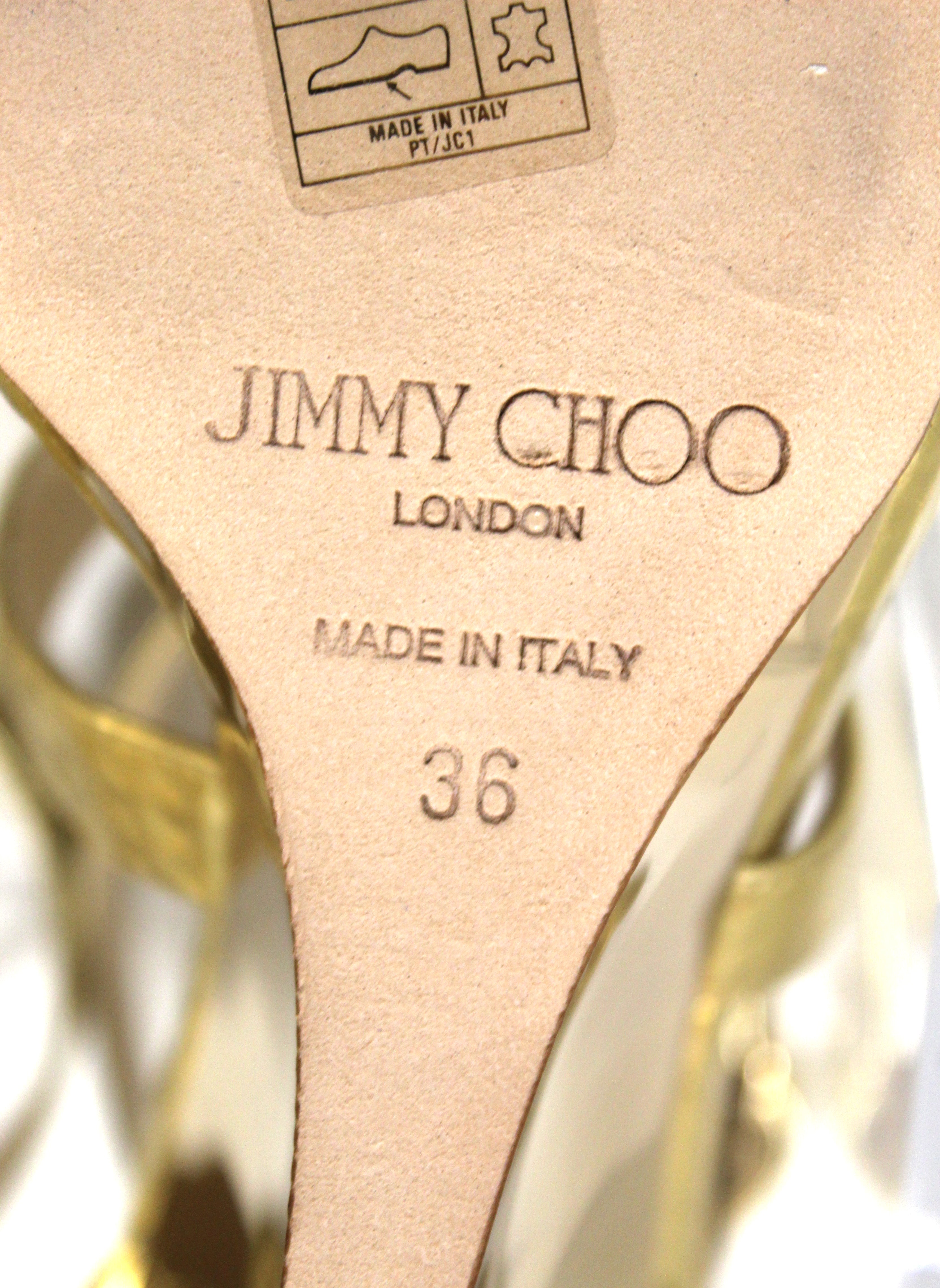 Authentic Jimmy Choo Metallic Gold Wedge Sandal 36