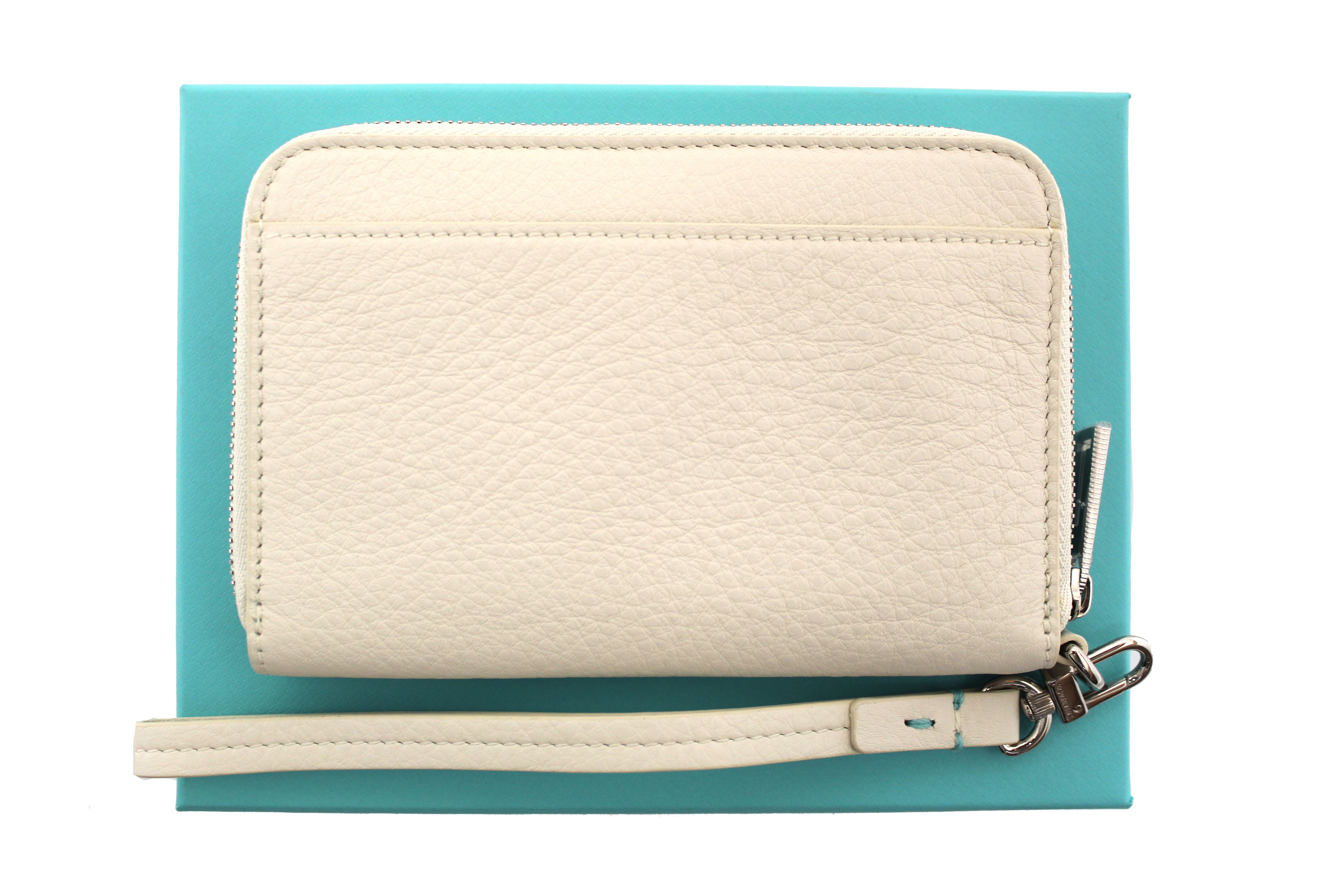 Authentic NEW Tiffany & Co. White Calfskin Leather Wristlet Wallet