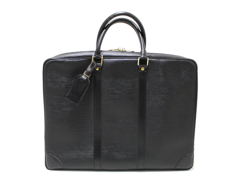 Authentic Louis Vuitton Black Epi Leather Porte-Documents Voyage Briefcase Business Bag