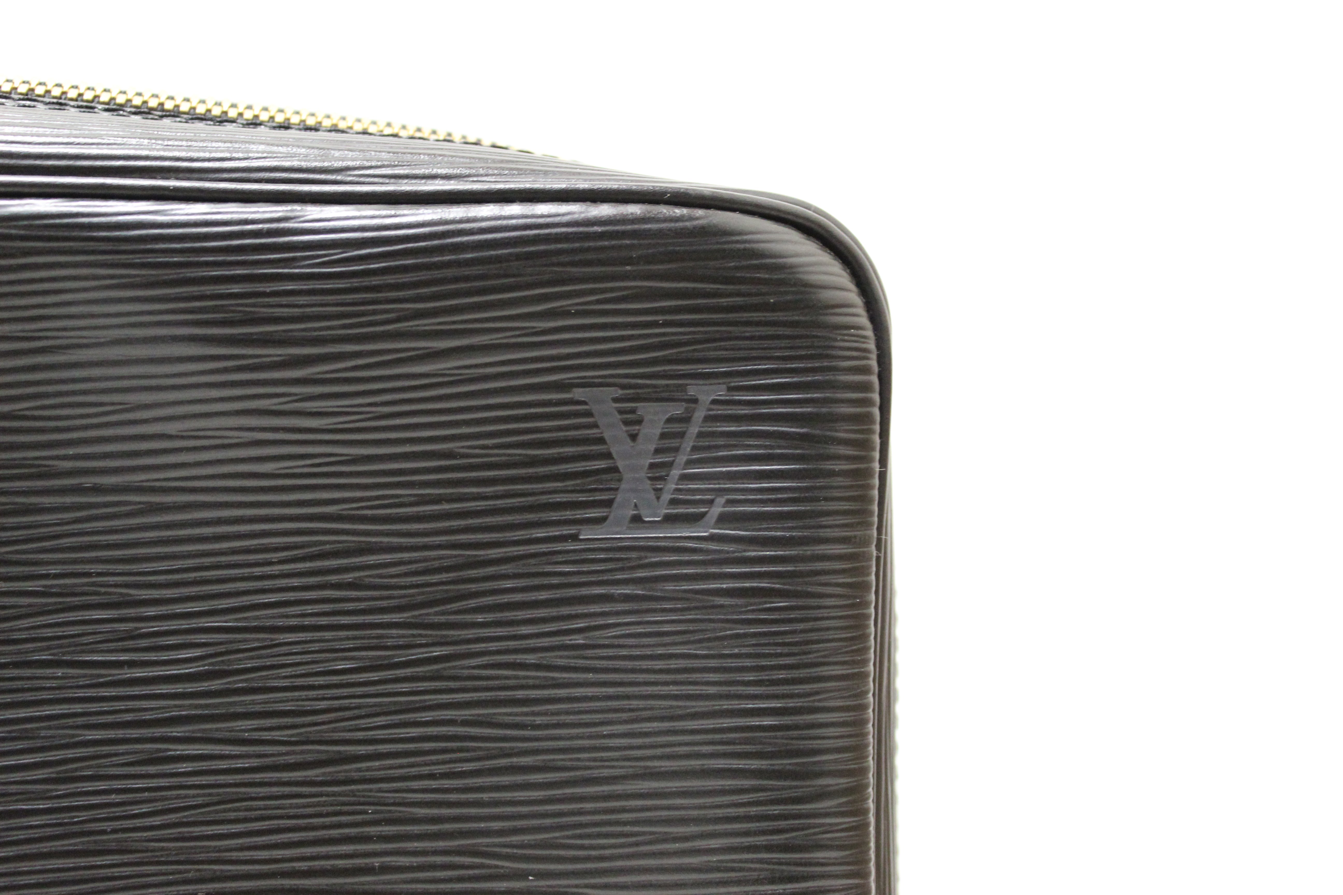 LOUIS VUITTON Authentic Men's Business Bag Briefcase Leather Black Round  Zipper