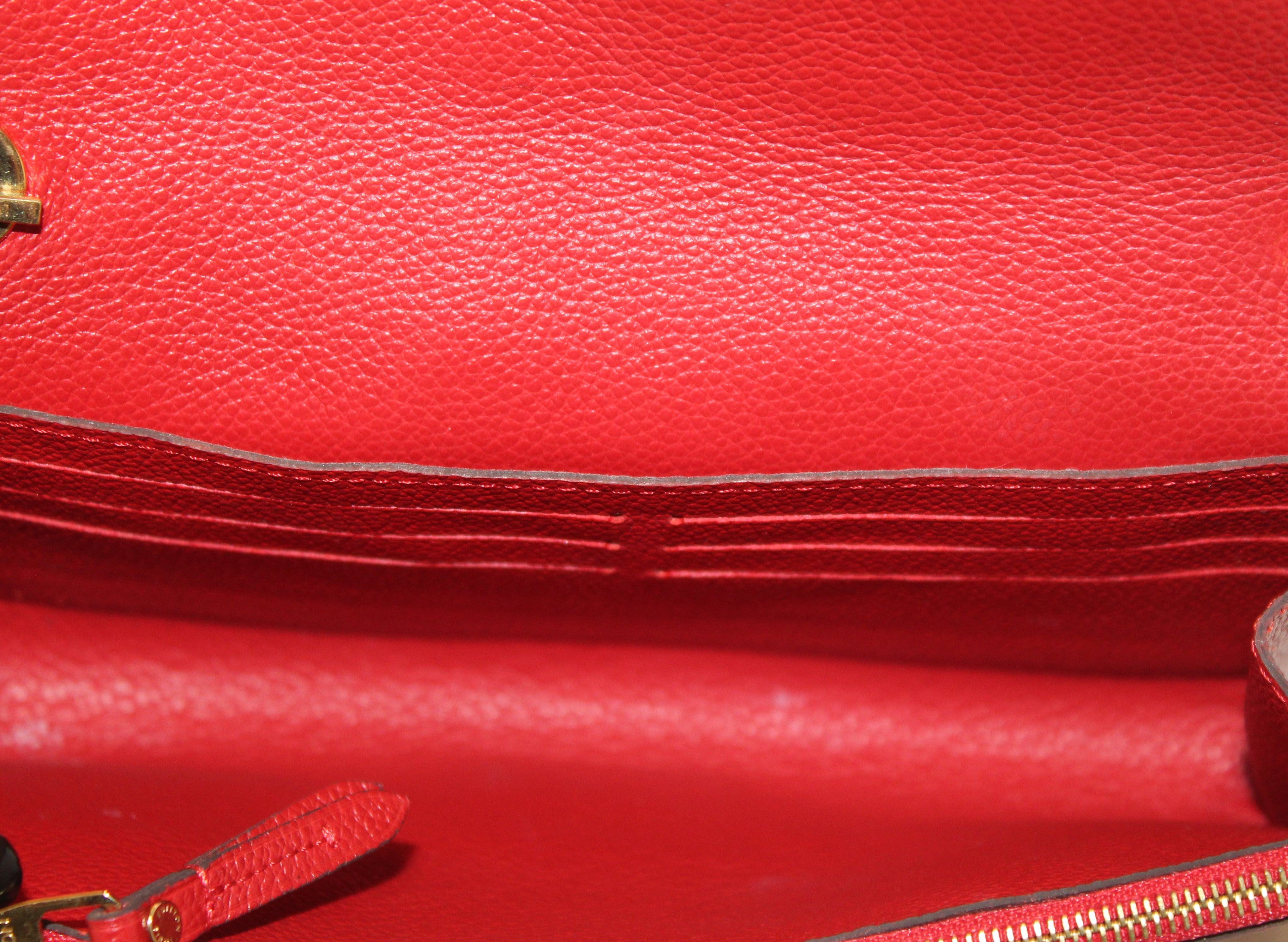 Authentic Louis Vuitton Red Empreinte Leather Saint-Germain Pochette With Chain